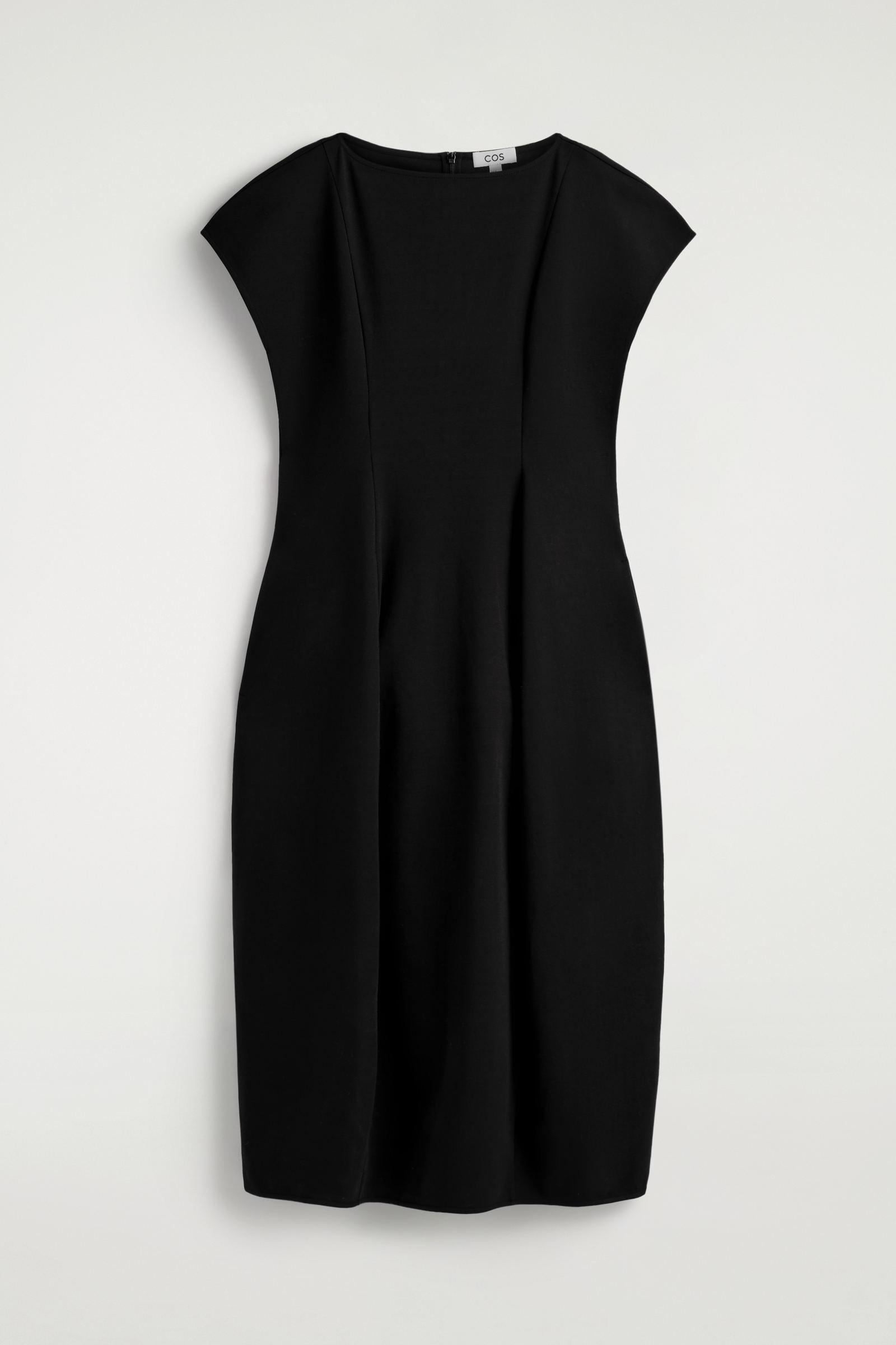 SCULPTURAL JERSEY MIDI DRESSBLACK