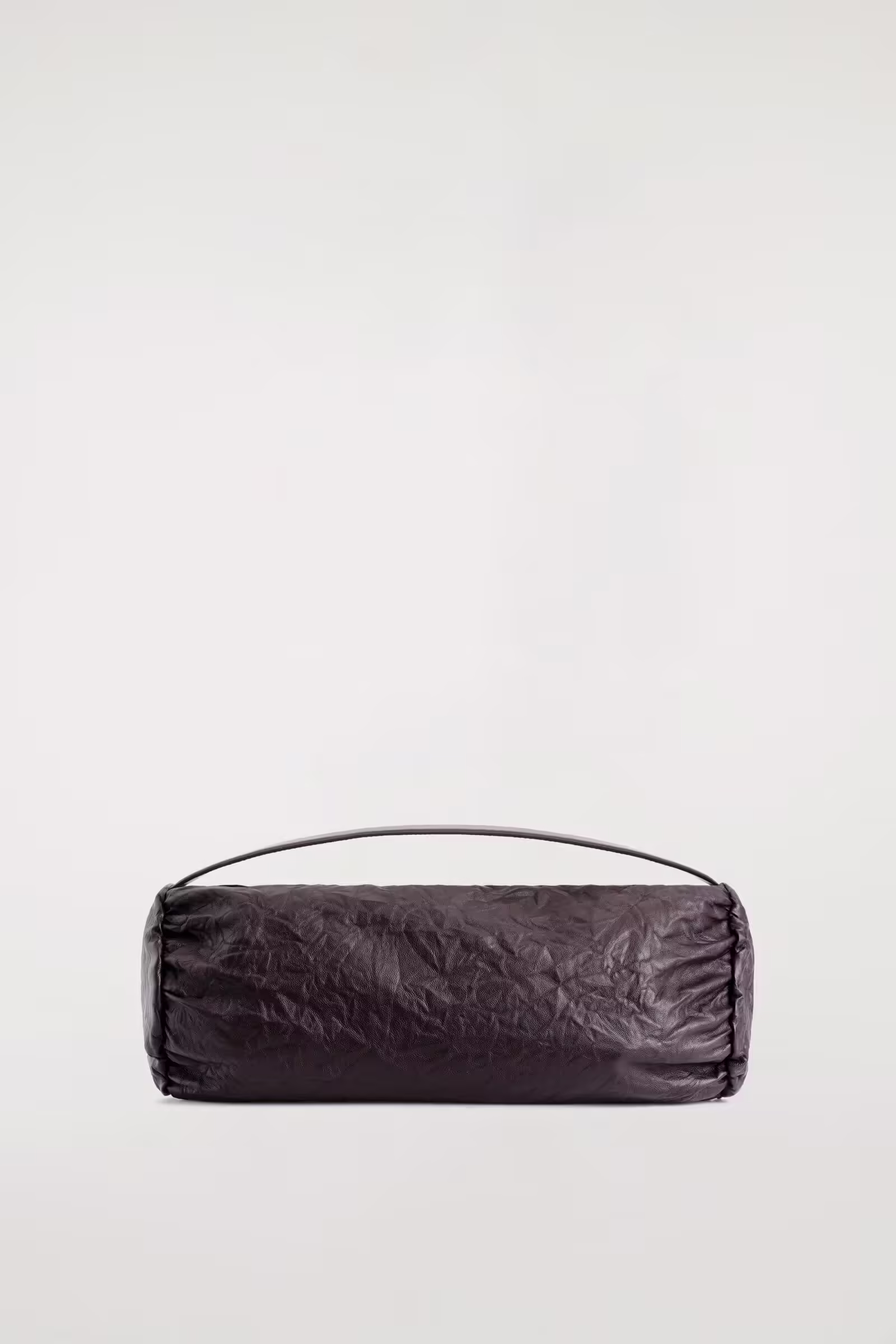 CYLINDER CLUTCH BAG - TEXTURED-LEATHERBITTER CHOCOLATE