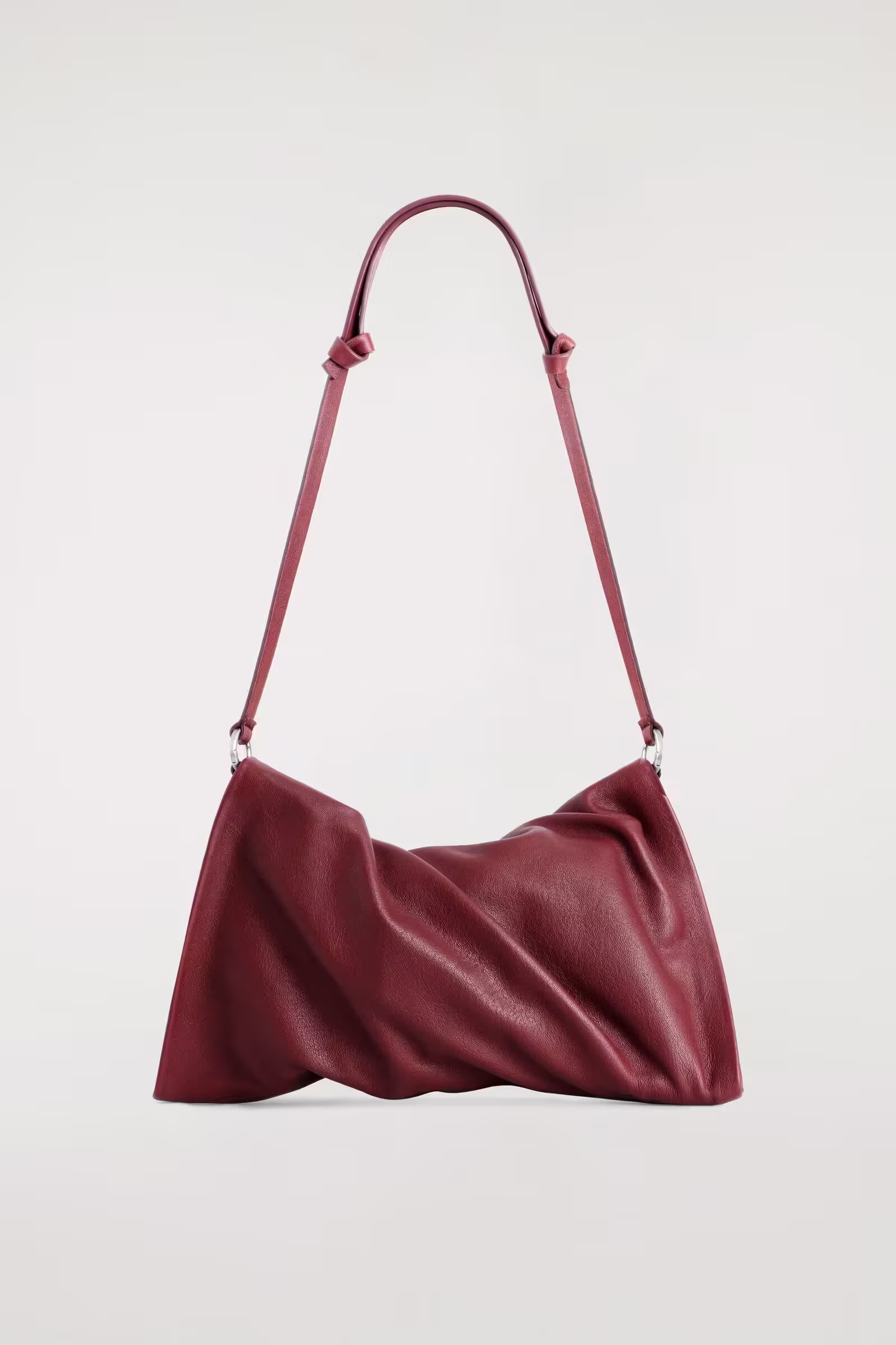 TWISTED MINI CLUTCH BAG - LEATHERCRIMSON