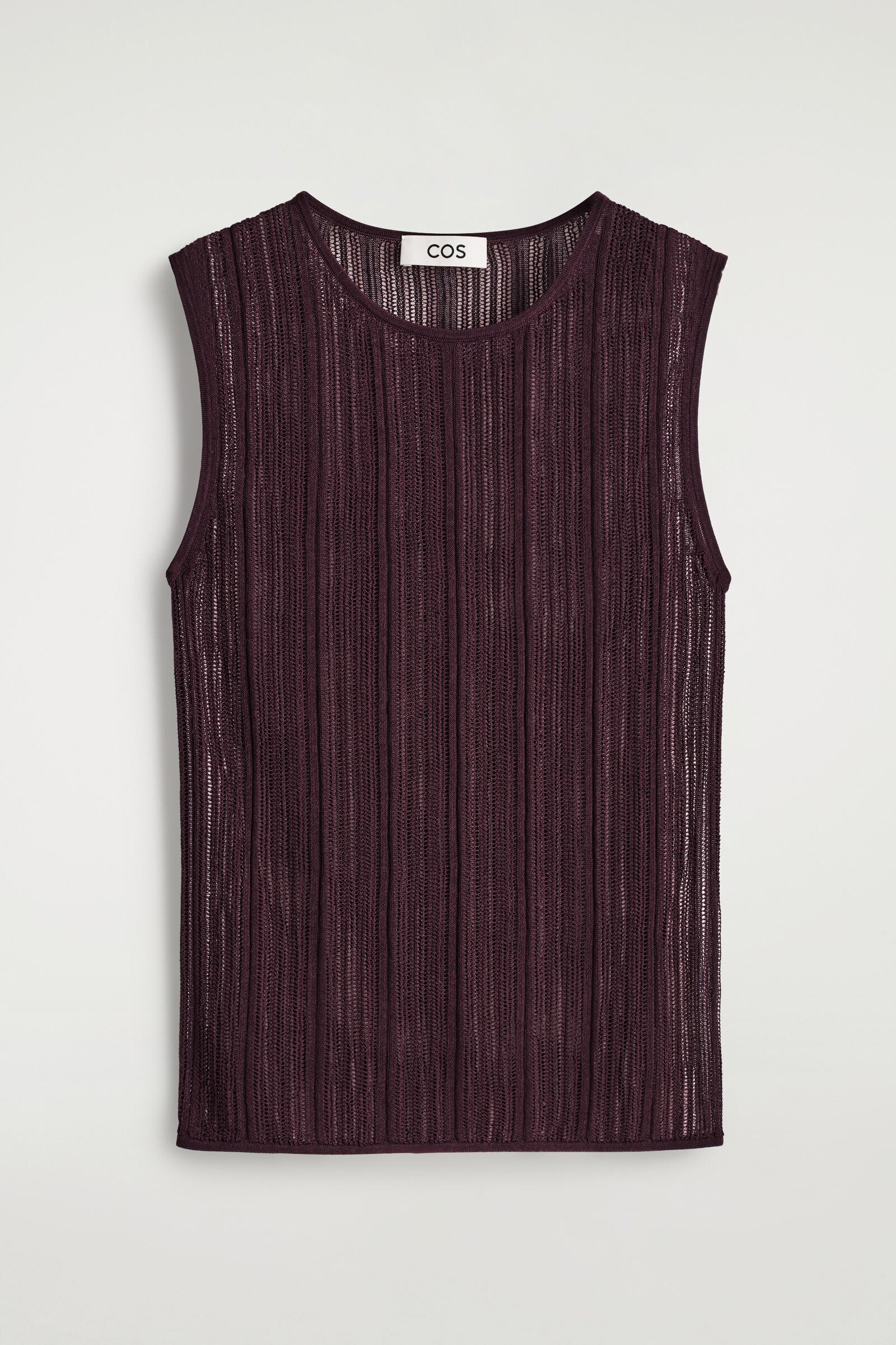 SHEER LACE-KNIT TANK TOPBITTER CHOCOLATE