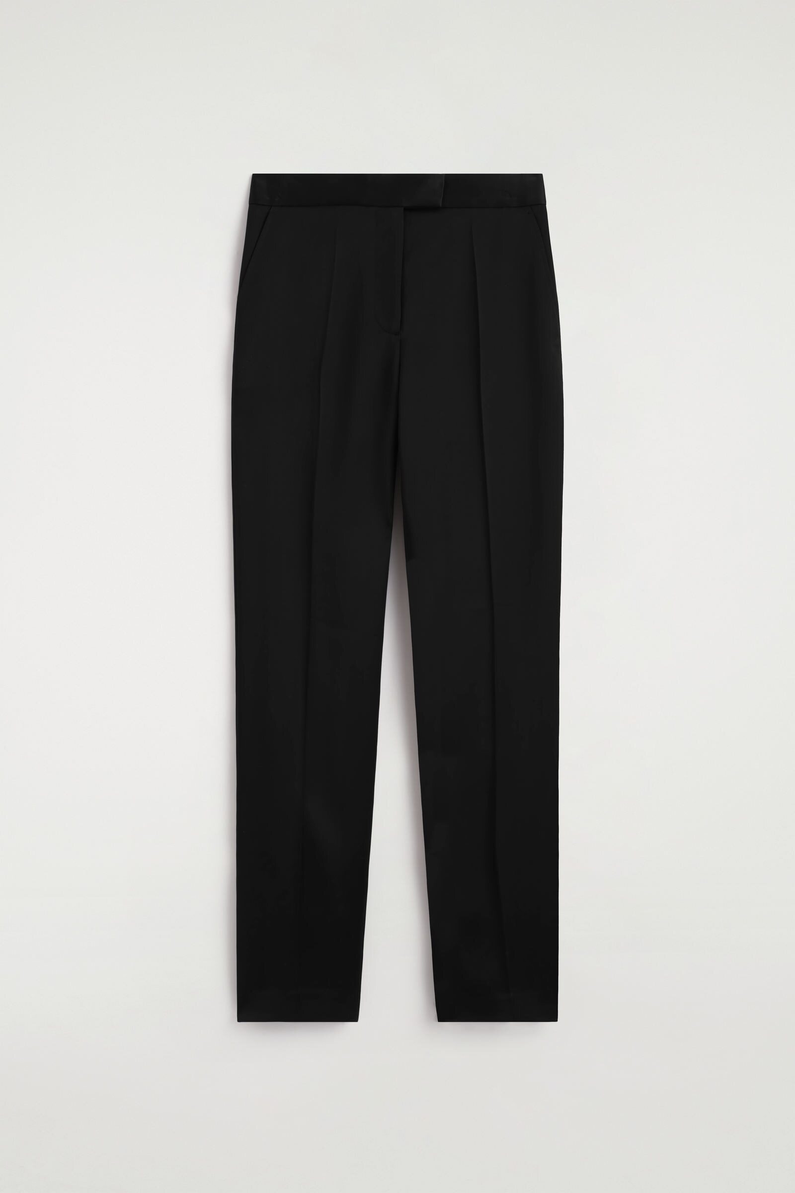 TAILORED SATIN STRAIGHT-LEG TROUSERSBLACK