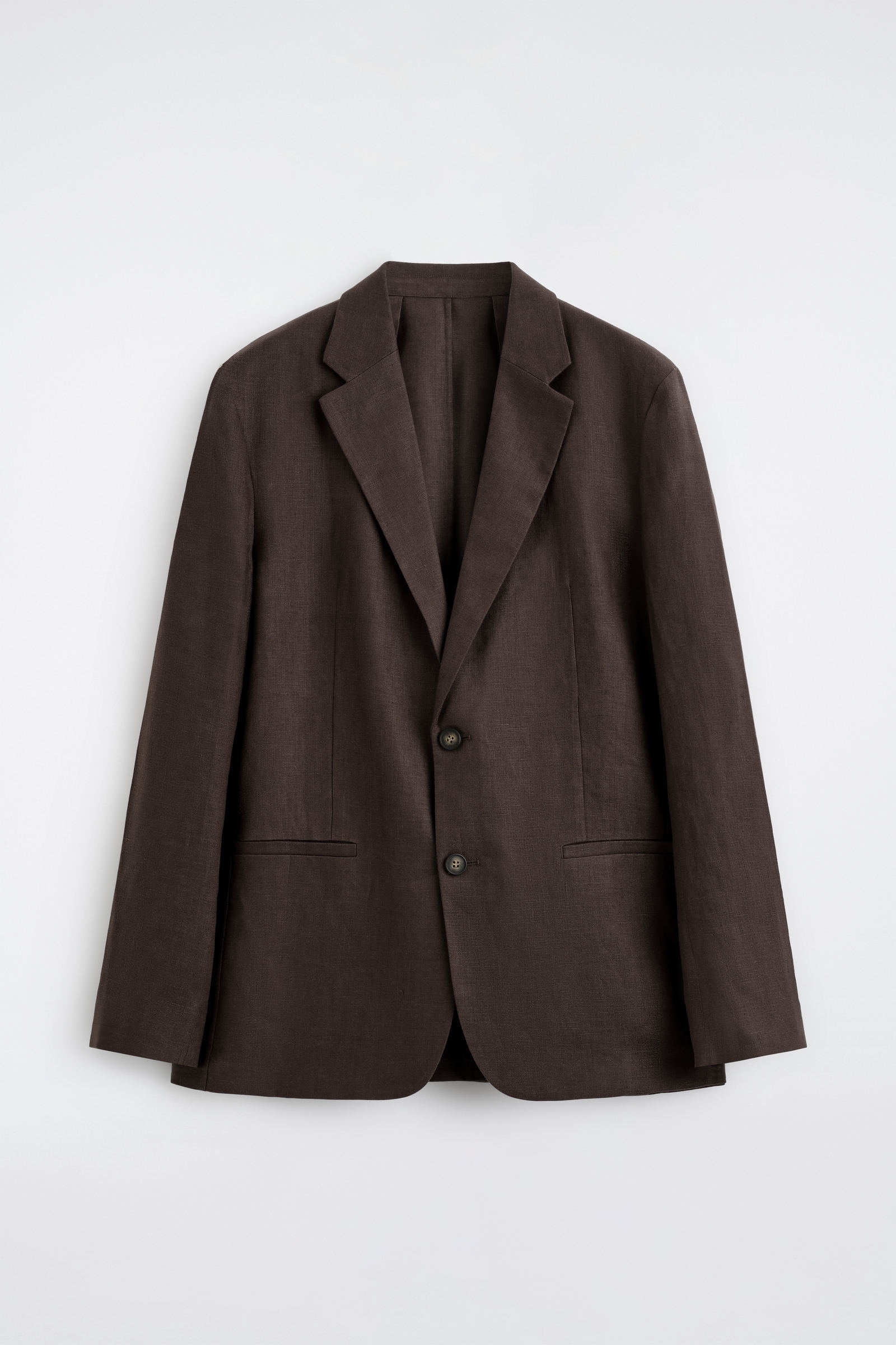 SINGLE-BREASTED LINEN BLAZERDARK BROWN