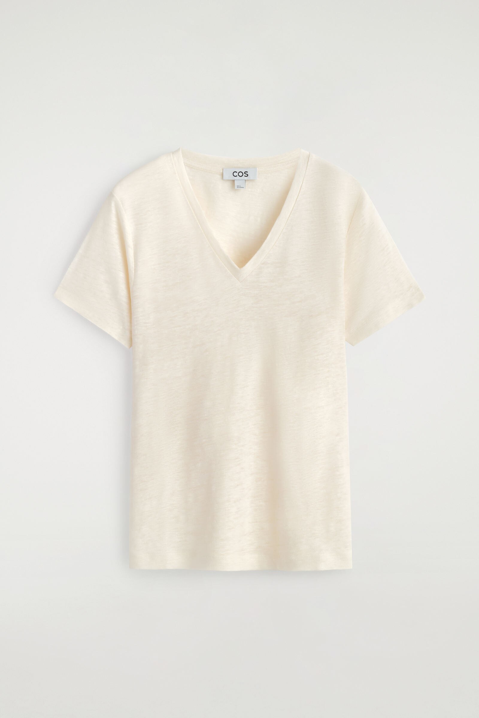V-NECK LINEN T-SHIRTIVORY
