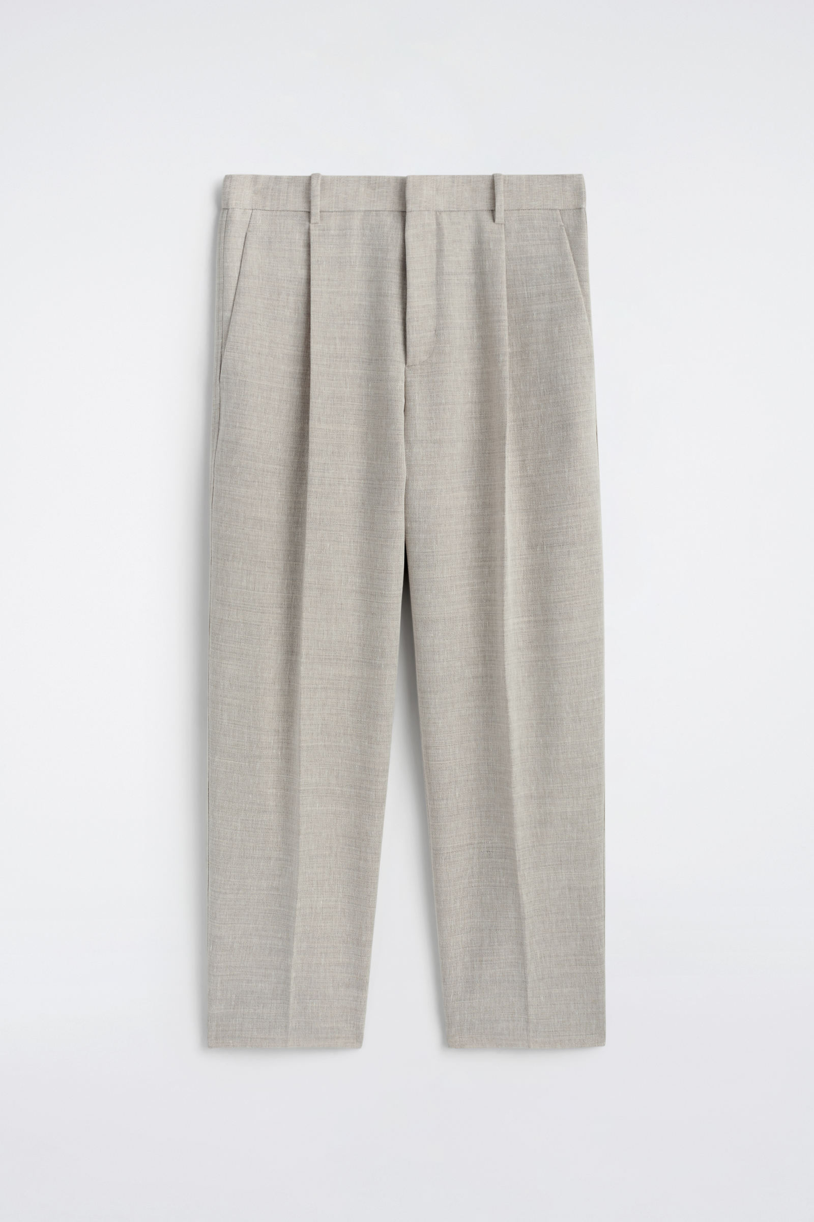 LINEN-WOOL RELAXED-FIT BARREL-LEG TROUSERSSTONE MÉLANGE