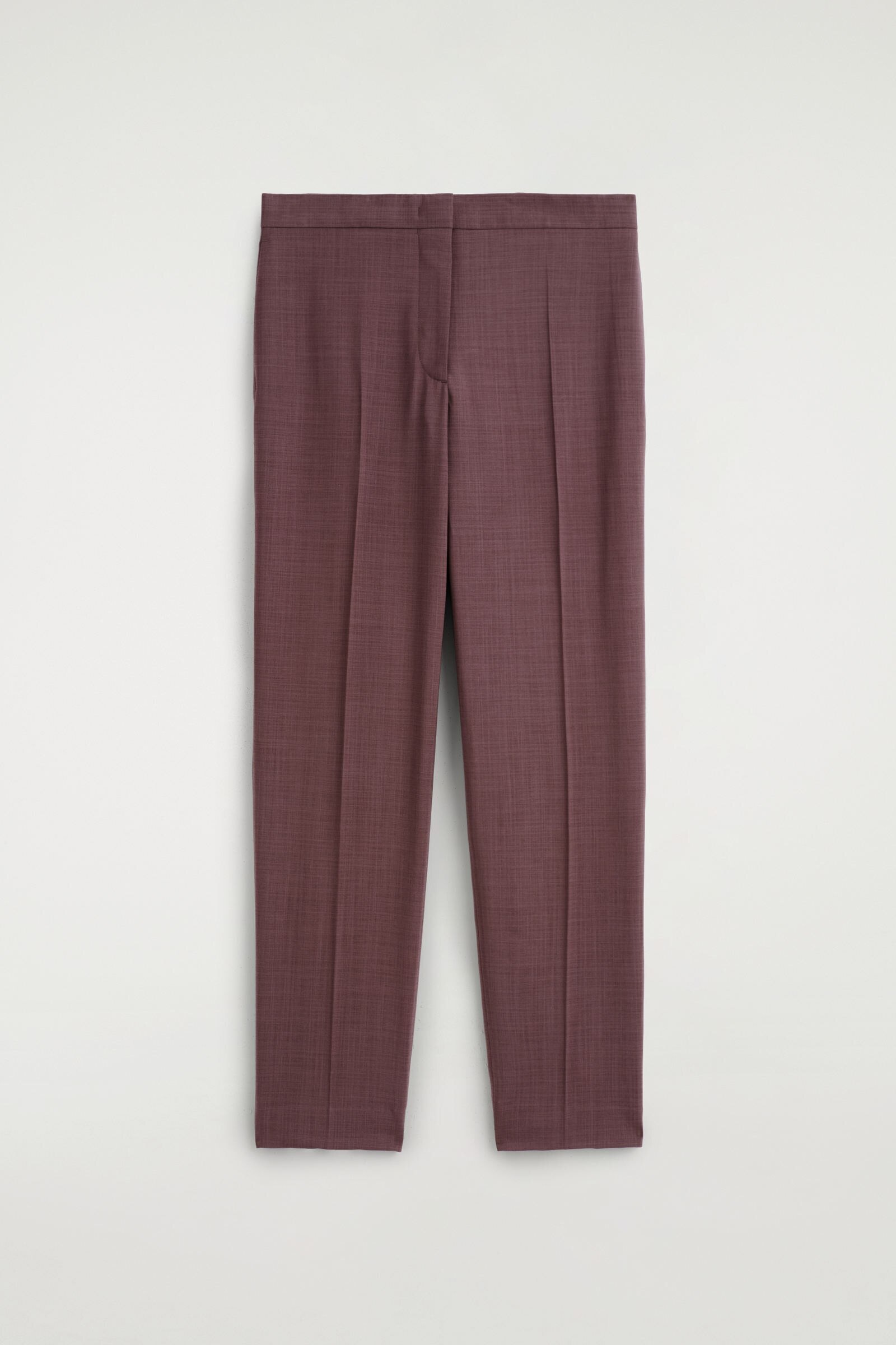 TAILORED WOOL STRAIGHT-LEG TROUSERSMAHOGANY