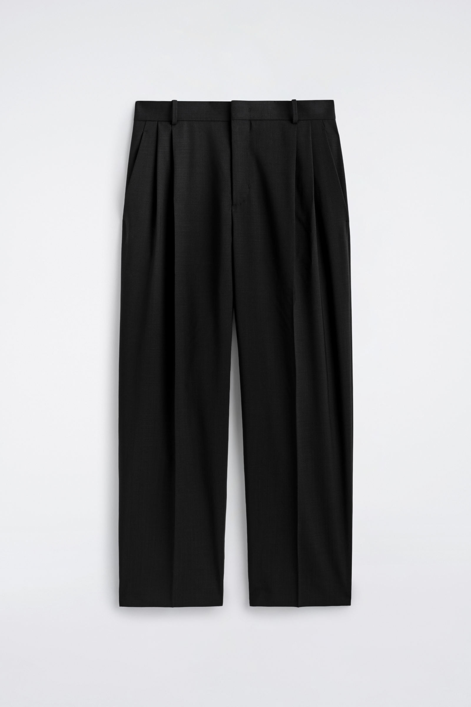 FLUID WOOL RELAXED-FIT WIDE-LEG TROUSERSCARBON