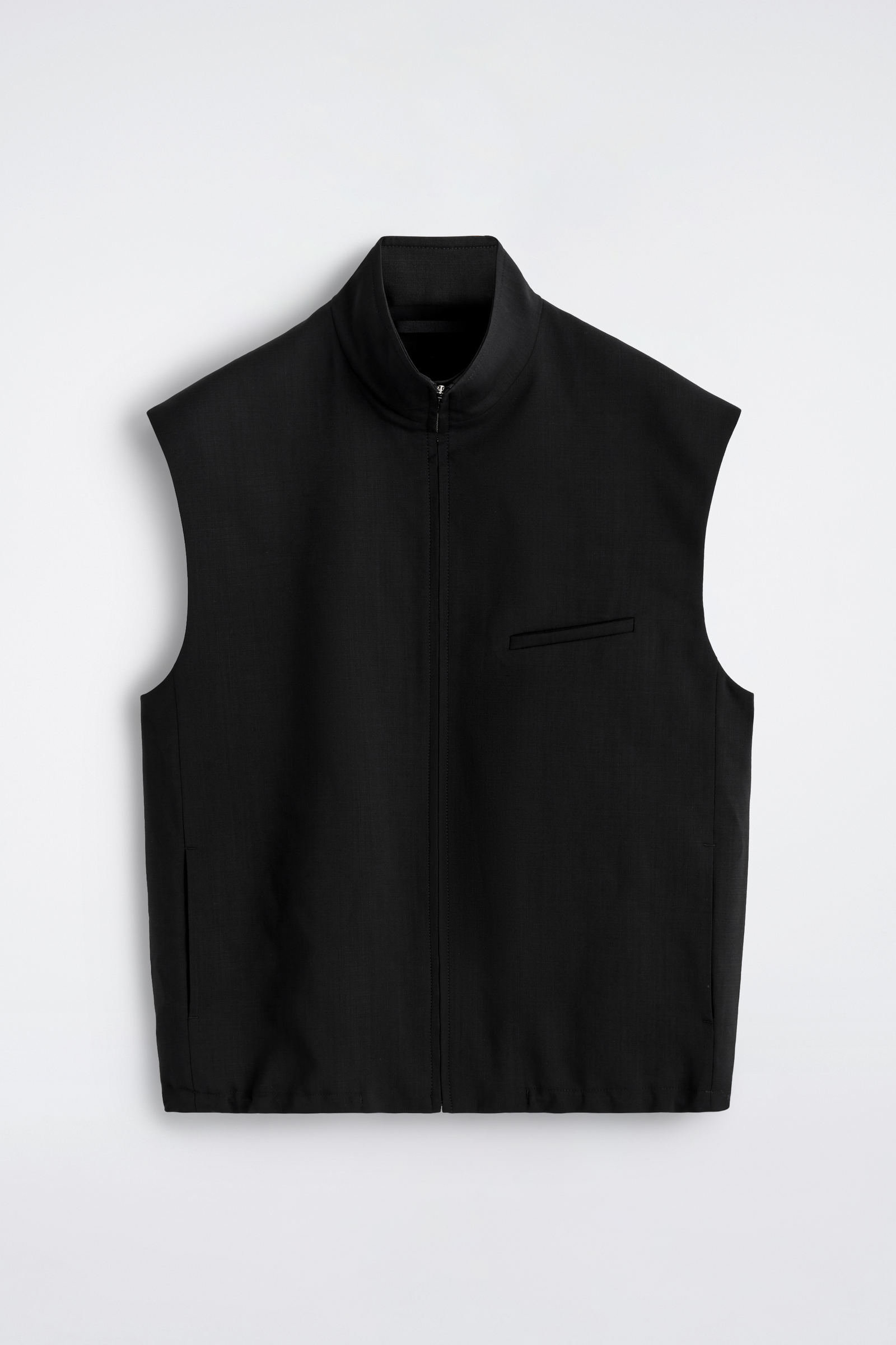 TAILORED FUNNEL-NECK WOOL GILETCARBON