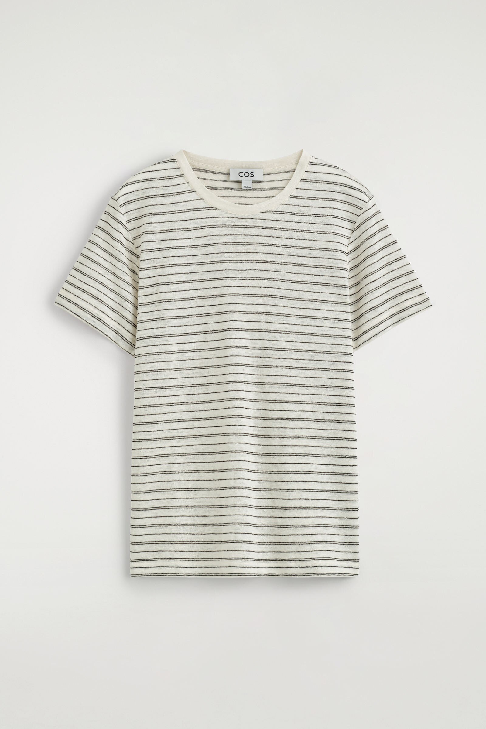 CREW-NECK LINEN T-SHIRTWHITE / BROWN / STRIPED
