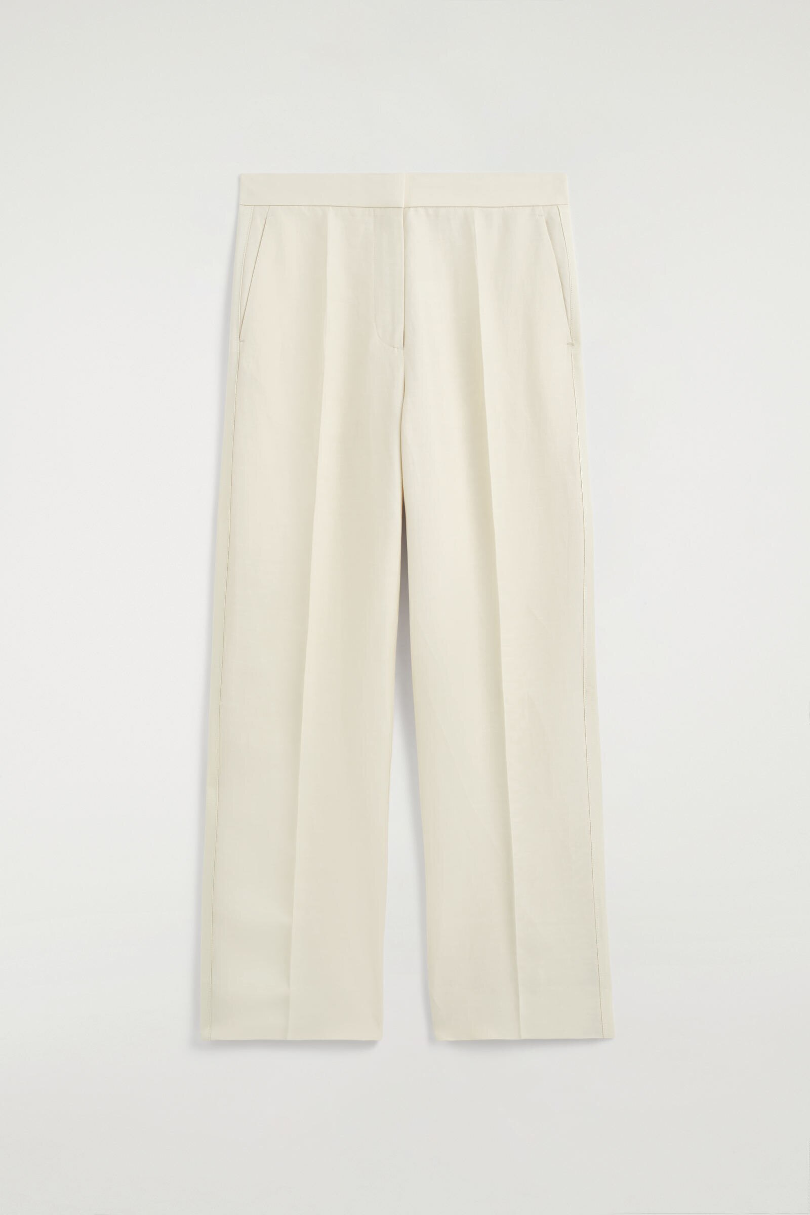 TAILORED LINEN-BLEND STRAIGHT-LEG TROUSERSECRU