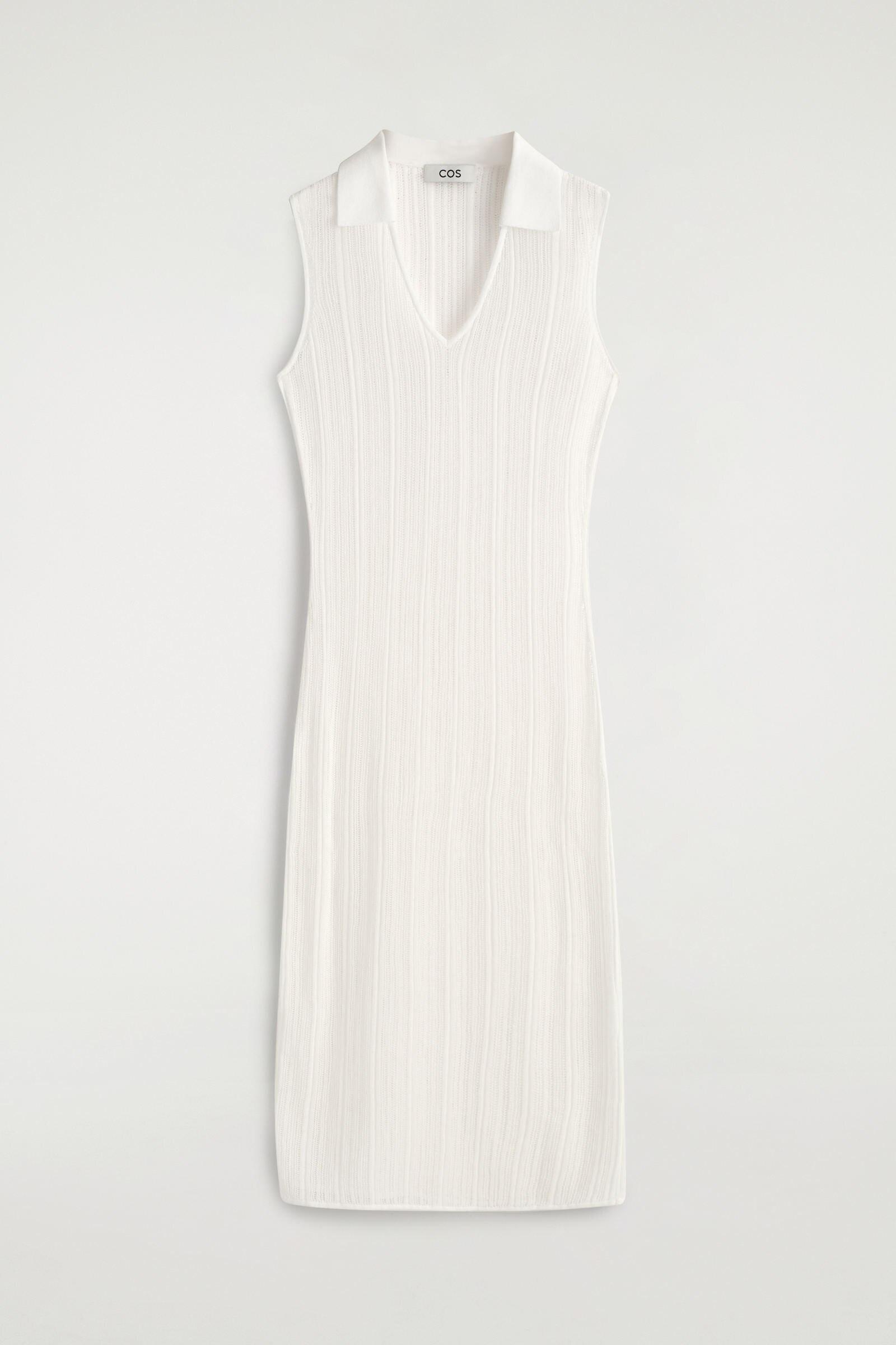 SHEER LACE-KNIT DRESSCHALK