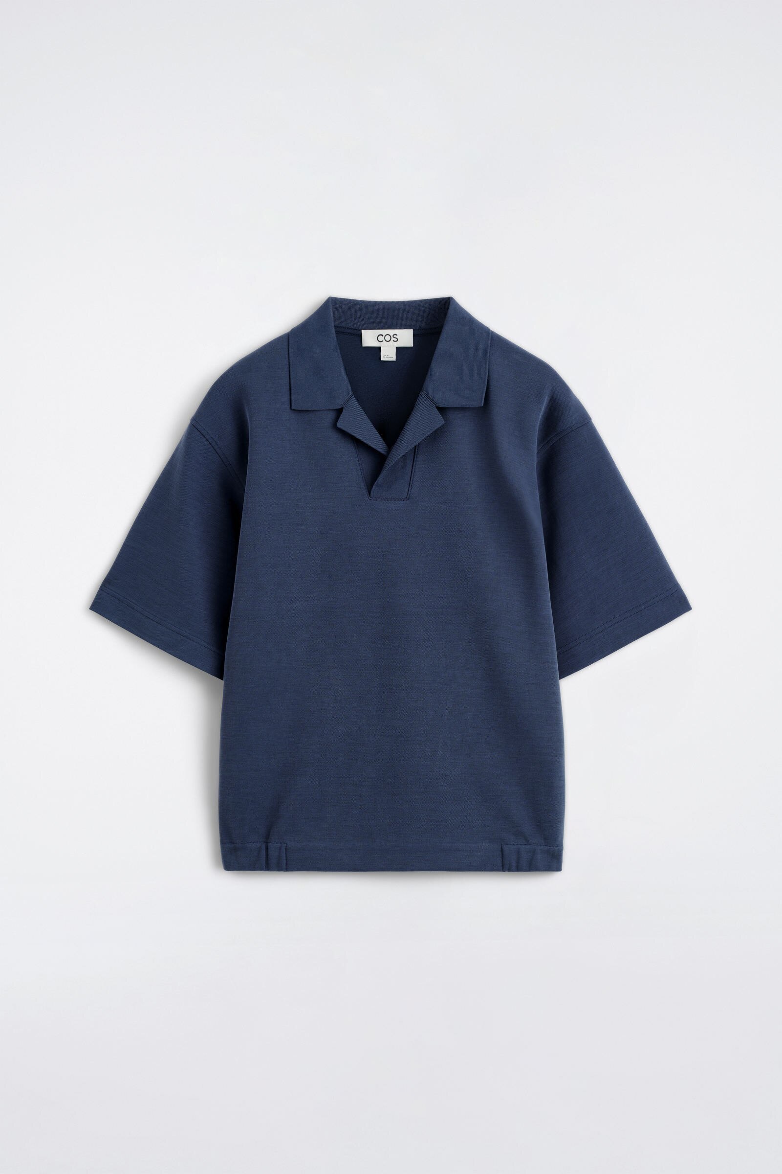 JERSEY-BONDED COTTON-TWILL POLO SHIRTNAVY