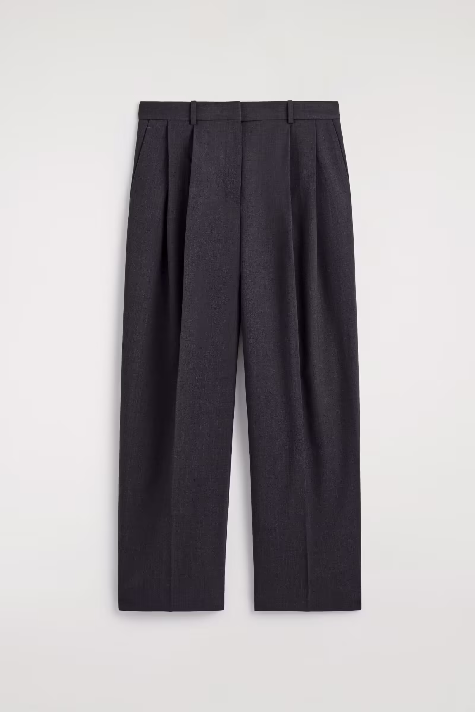 RELAXED TWILL WIDE-LEG TROUSERSDARK GREY