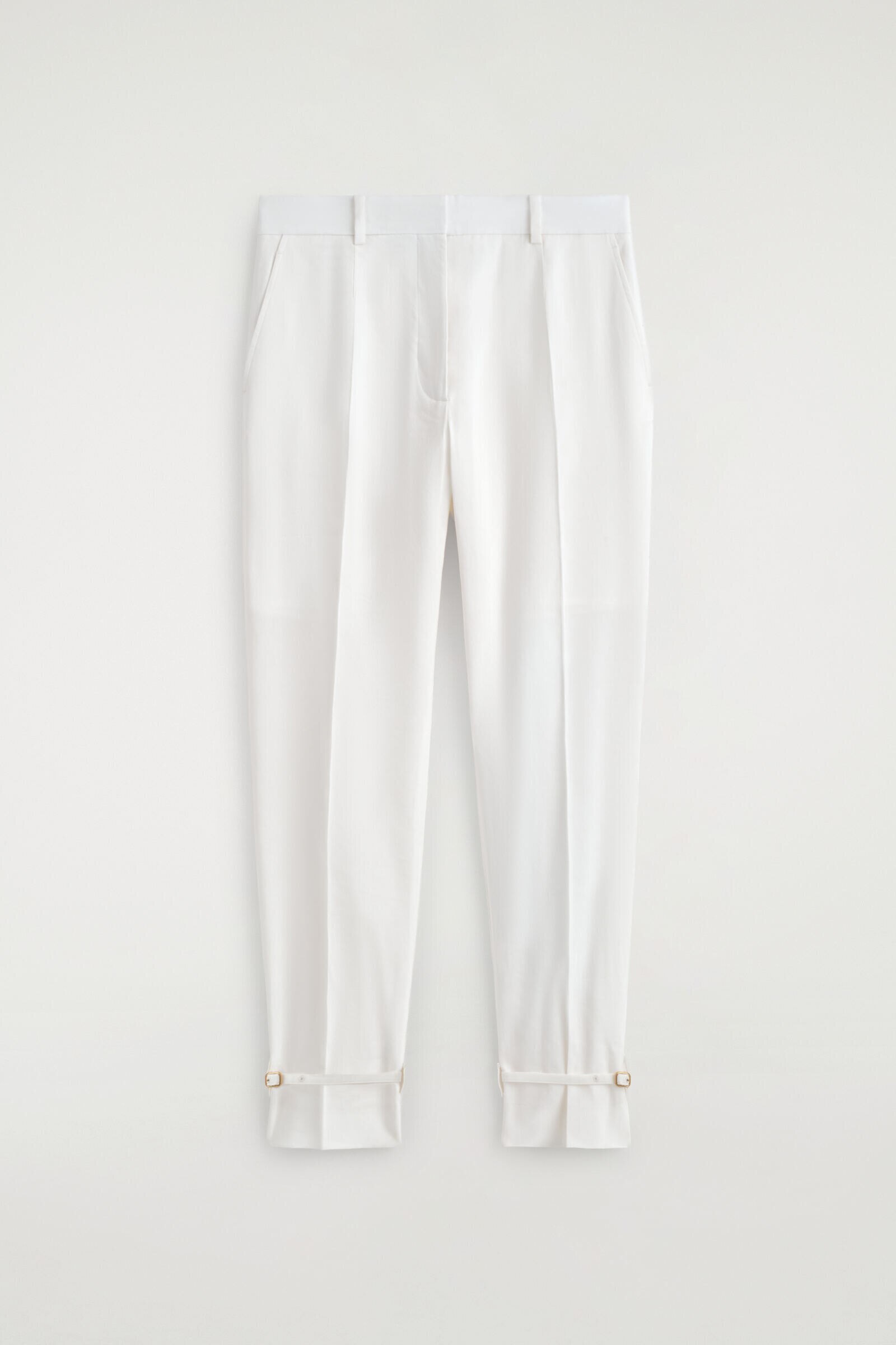 LINEN STRAIGHT-LEG TROUSERSWHITE
