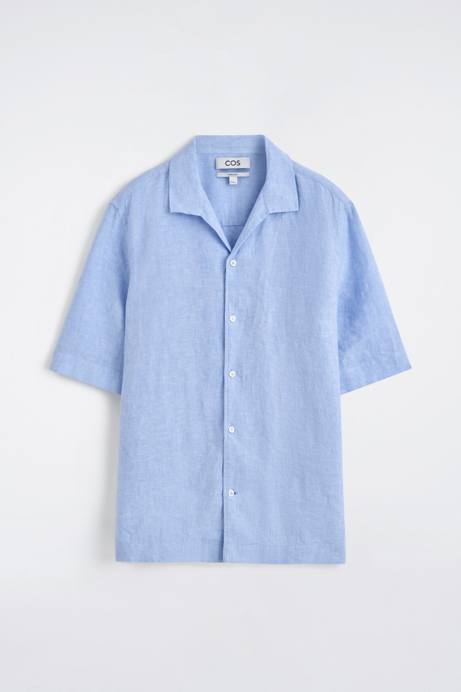 CAMP-COLLAR SHORT-SLEEVED LINEN SHIRTLIGHT BLUE
