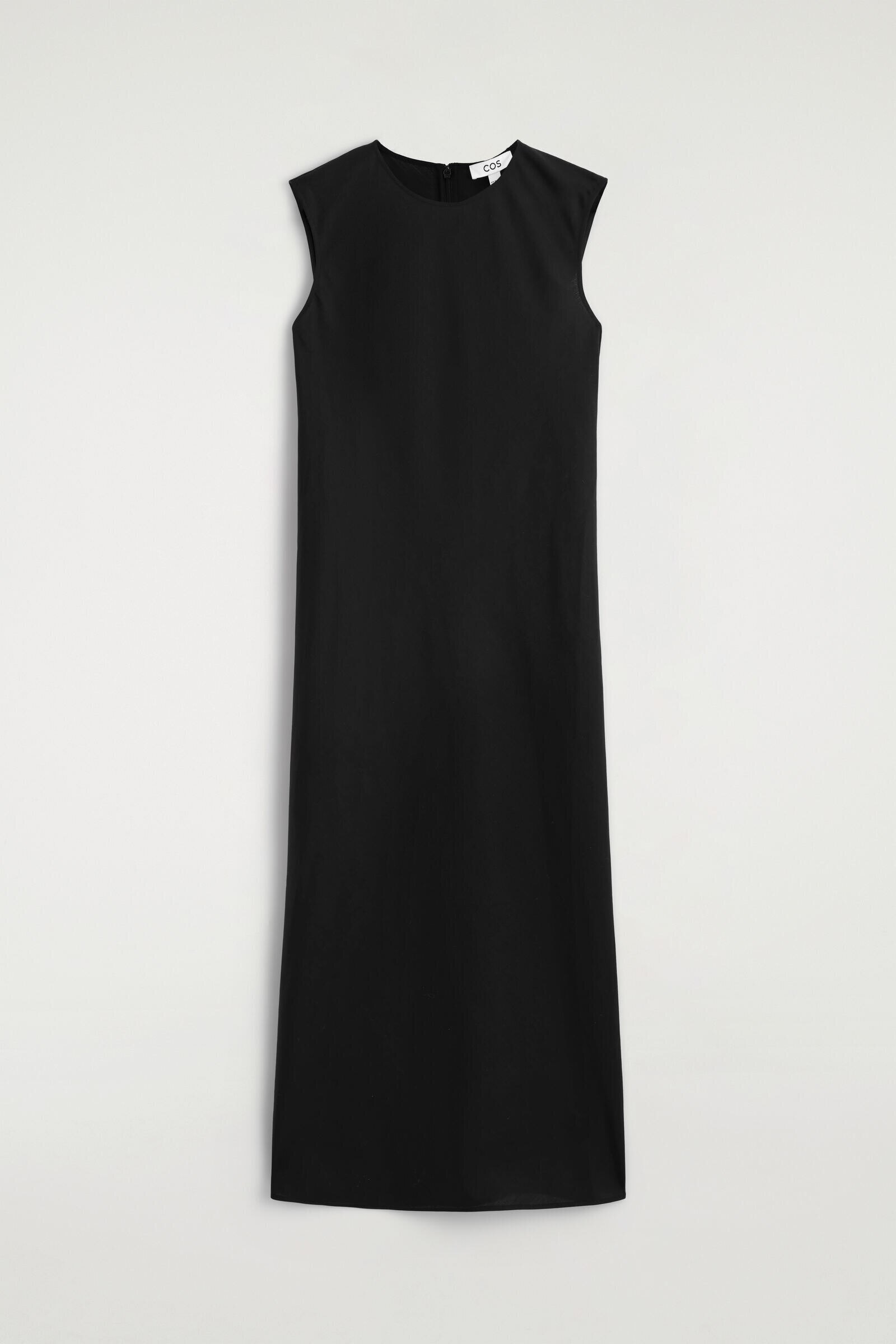 BIAS-CUT LINEN-BLEND MIDI DRESSBLACK
