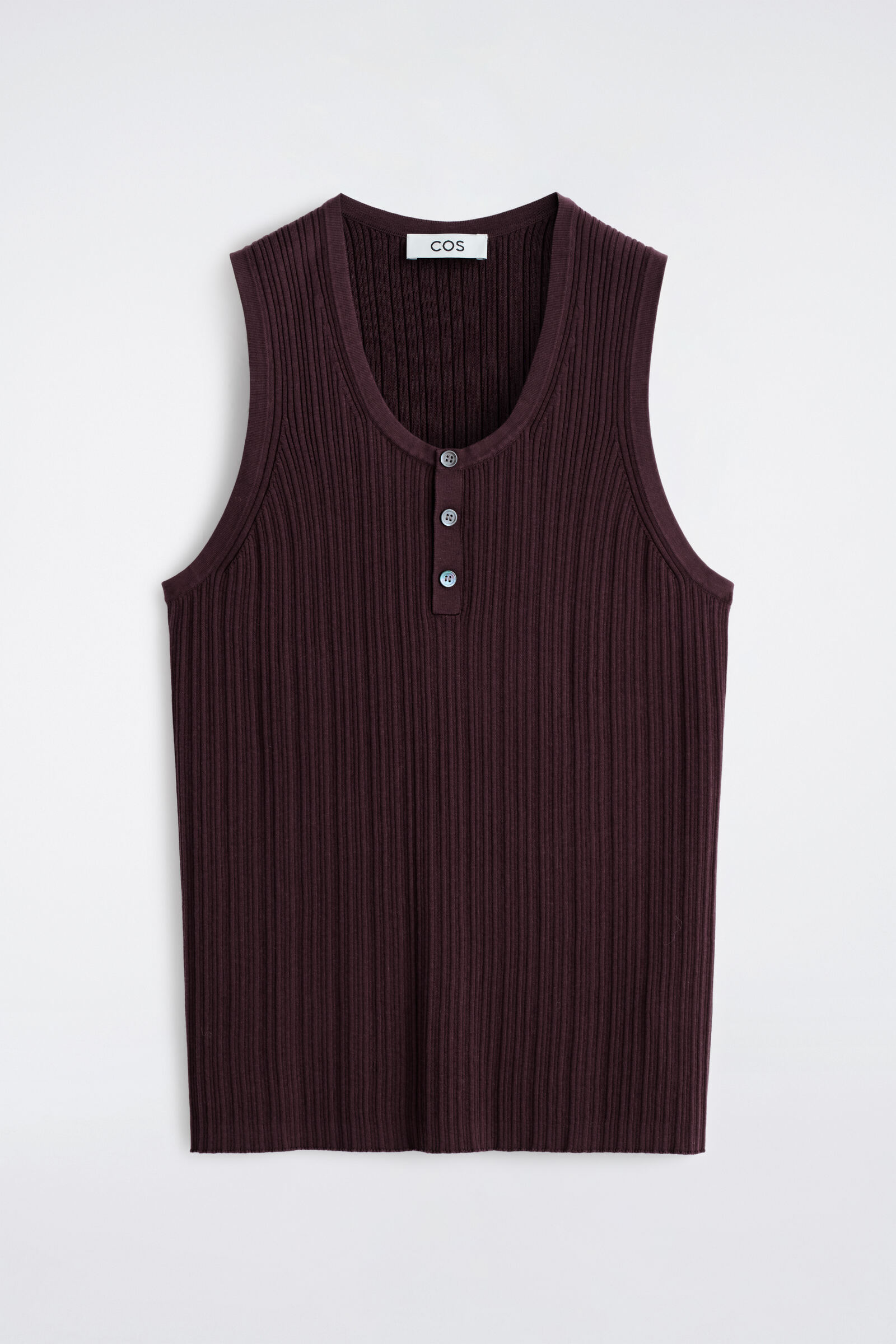 SILK-COTTON HENLEY TANK TOPBORDEAUX