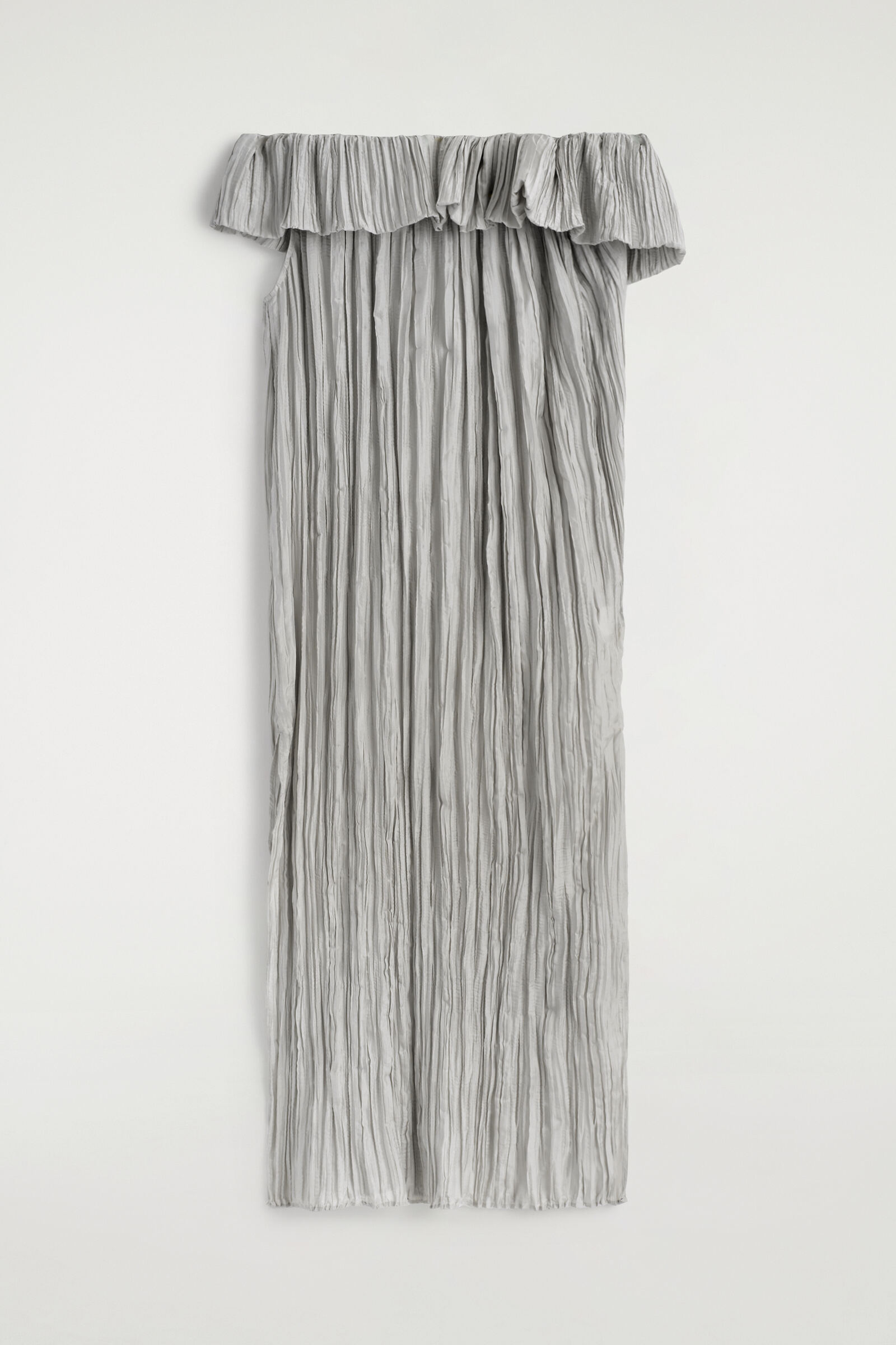 ASYMMETRIC PLEATED SILK GOWNDOVE GREY