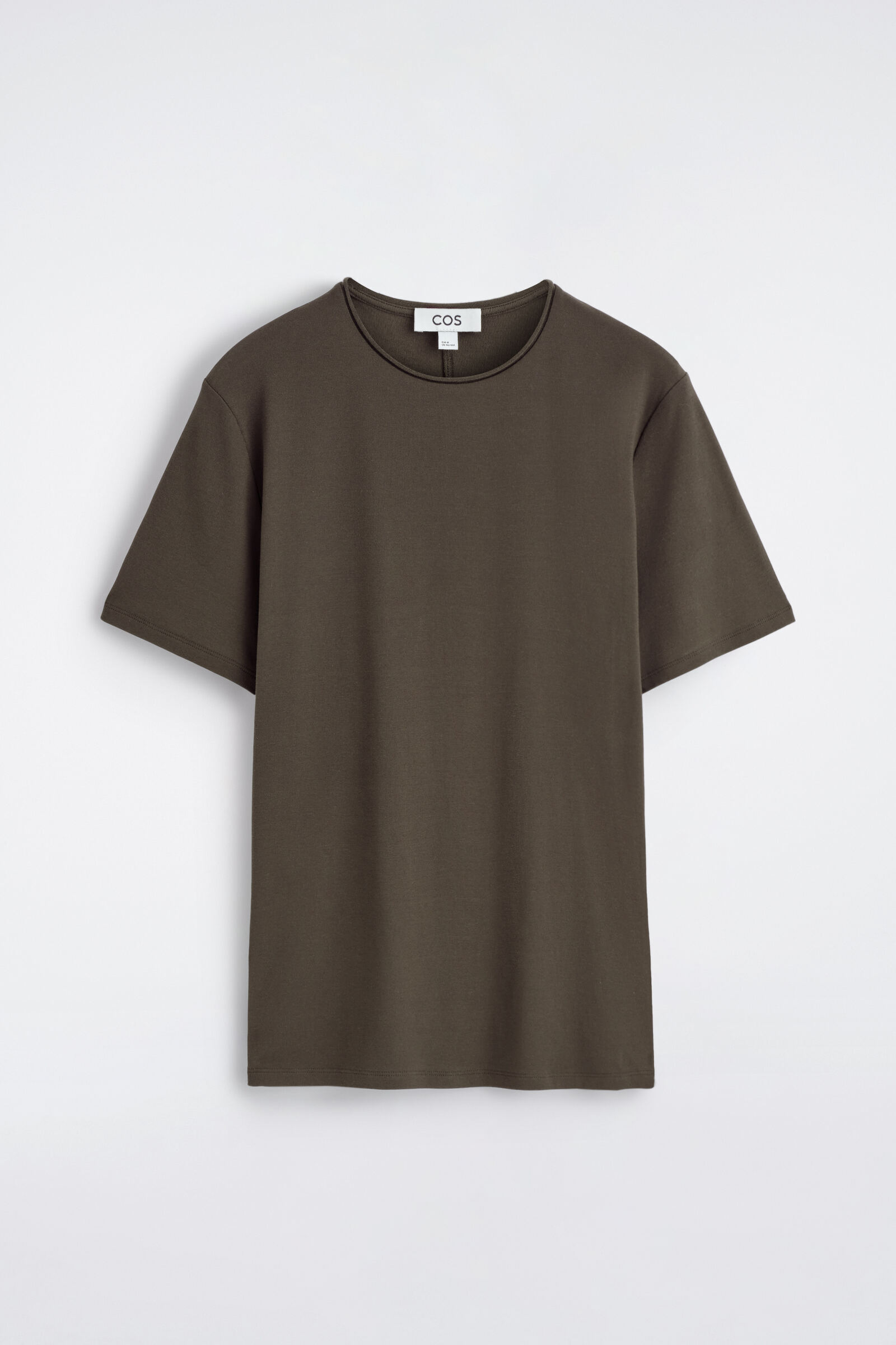 SLIM-FIT COTTON CREPE LIGHTWEIGHT T-SHIRTBROWN