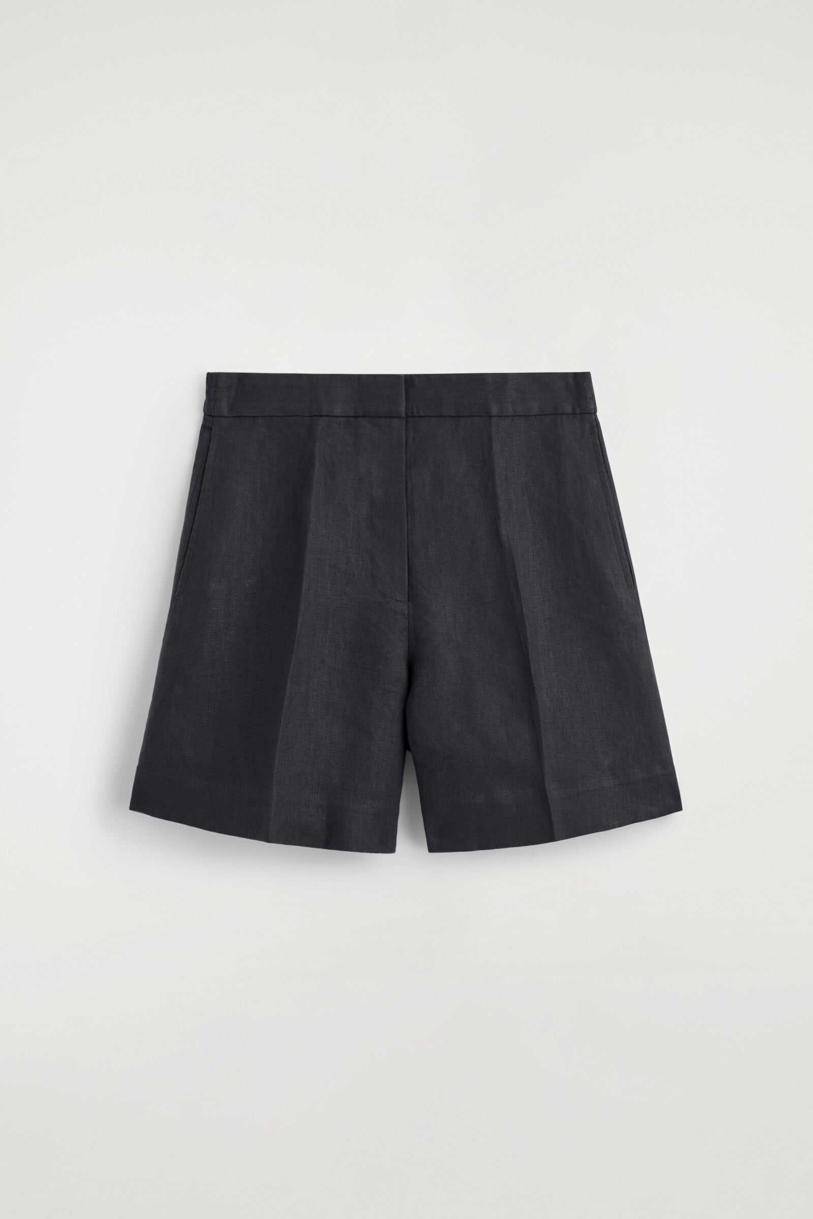 TAILORED ELASTICATED LINEN SHORTSBLACK