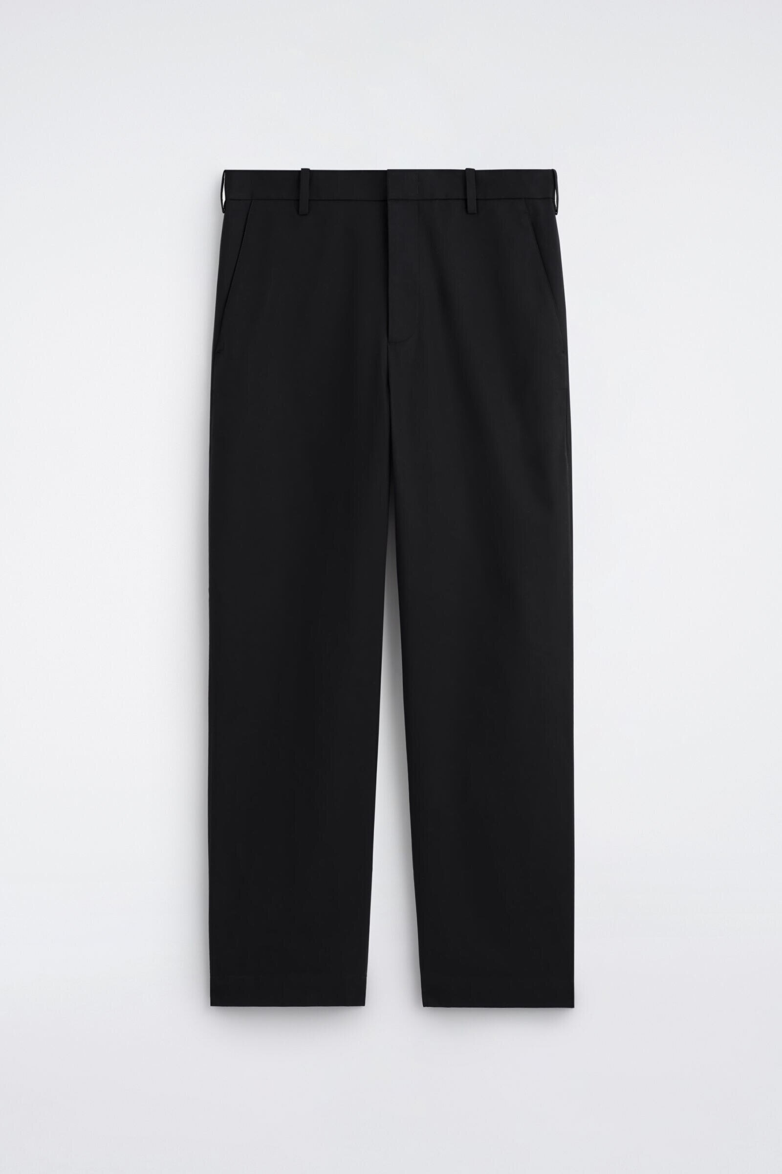 COTTON RELAXED-FIT WIDE-LEG CHINOSBLACK