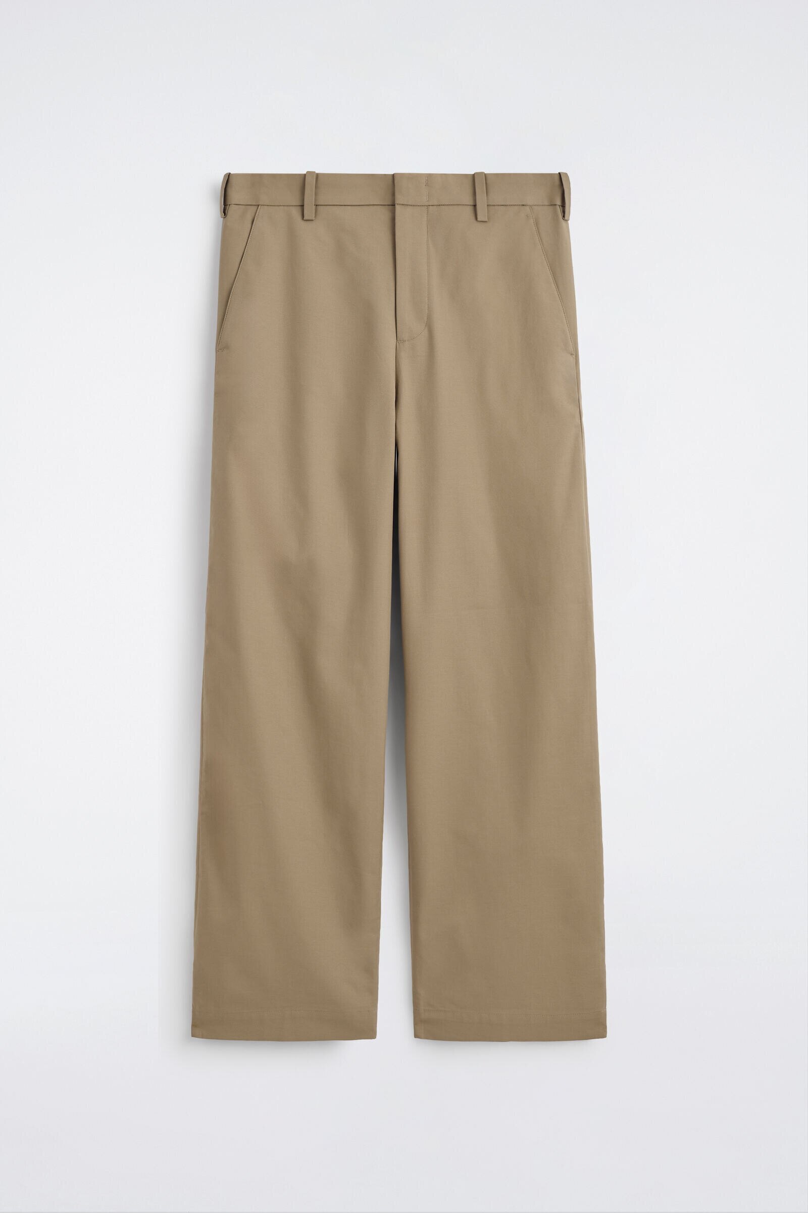 COTTON RELAXED-FIT WIDE-LEG CHINOSBEIGE
