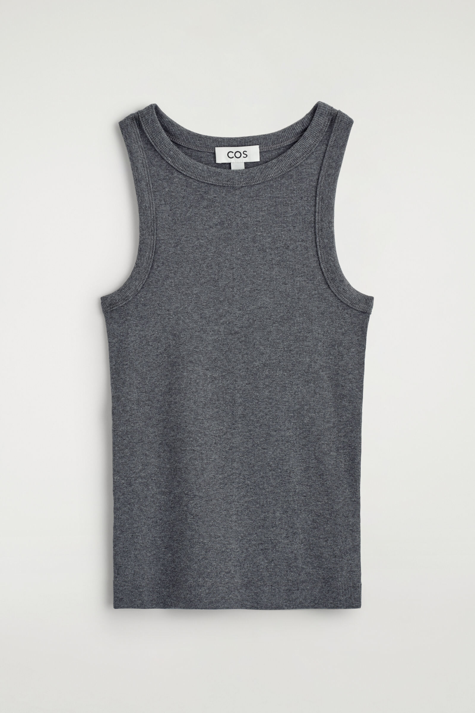 RIBBED COTTON TANK TOPDARK-GREY MÉLANGE