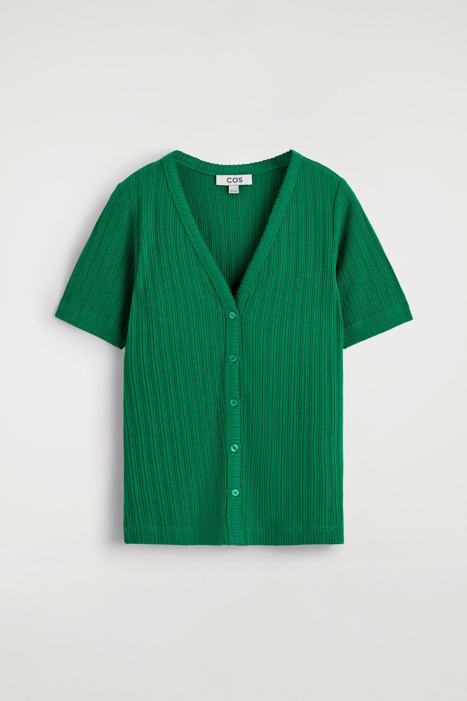 POINTELLE-KNIT SHORT-SLEEVED CARDIGANGREEN