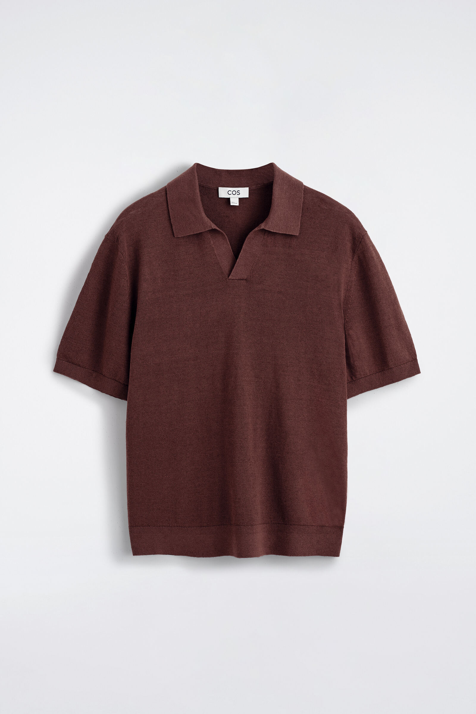 KNITTED LINEN POLO SHIRTBROWN