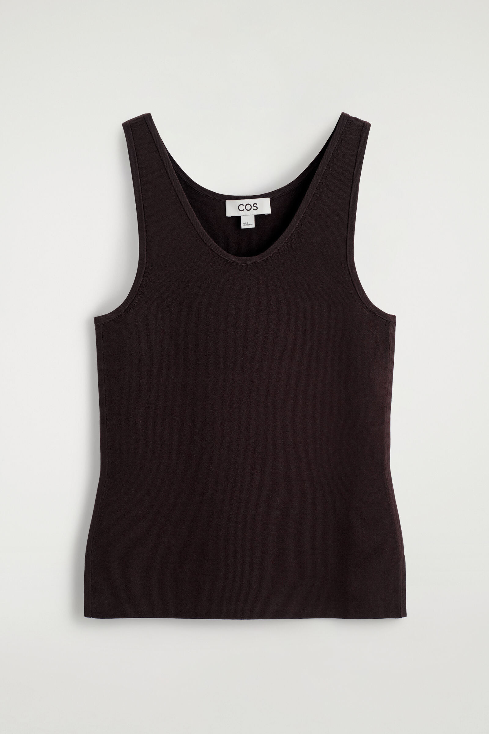 KNITTED SCOOP-NECK TANK TOPBROWN