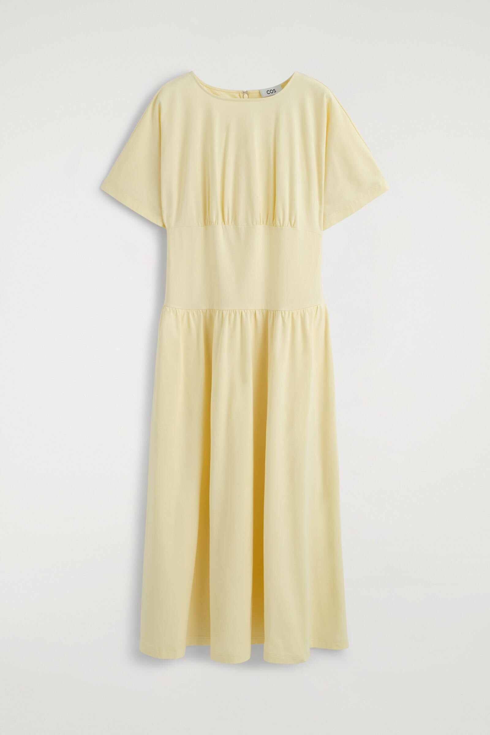 WAISTED COTTON MIDI DRESSBUTTER YELLOW