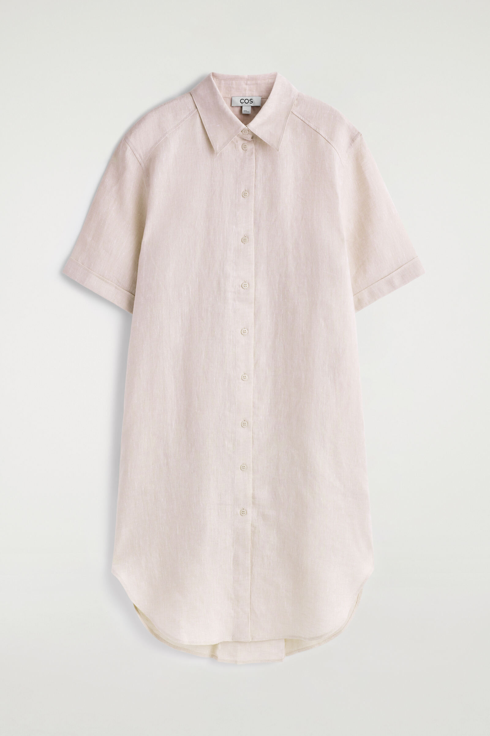 SHORT-SLEEVED LINEN SHIRT DRESSLIGHT PINK