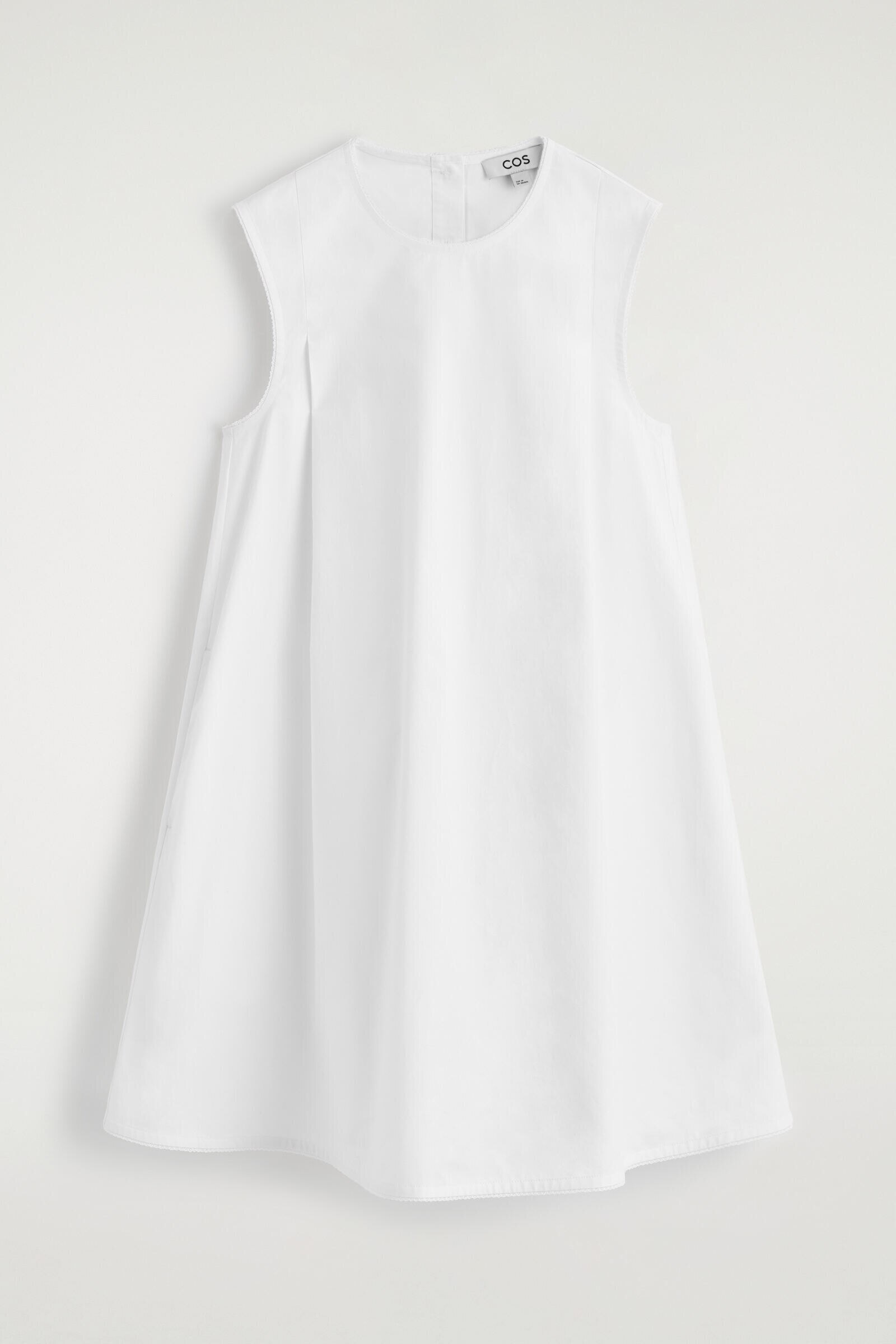 PICOT-TRIMMED PLEATED MINI DRESSWHITE
