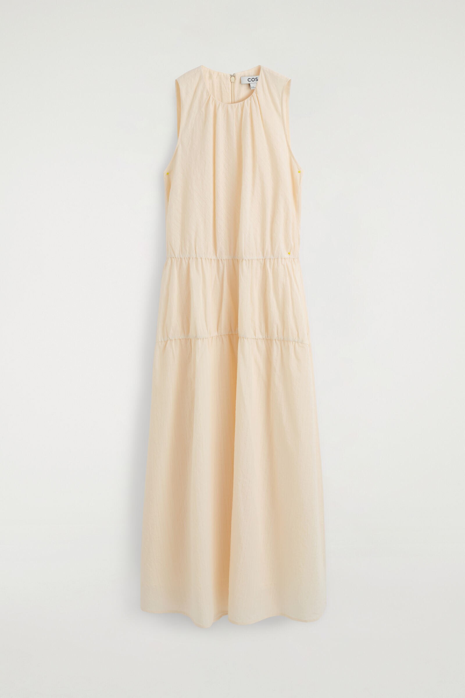 GATHERED TIERED COTTON MAXI DRESSIVORY