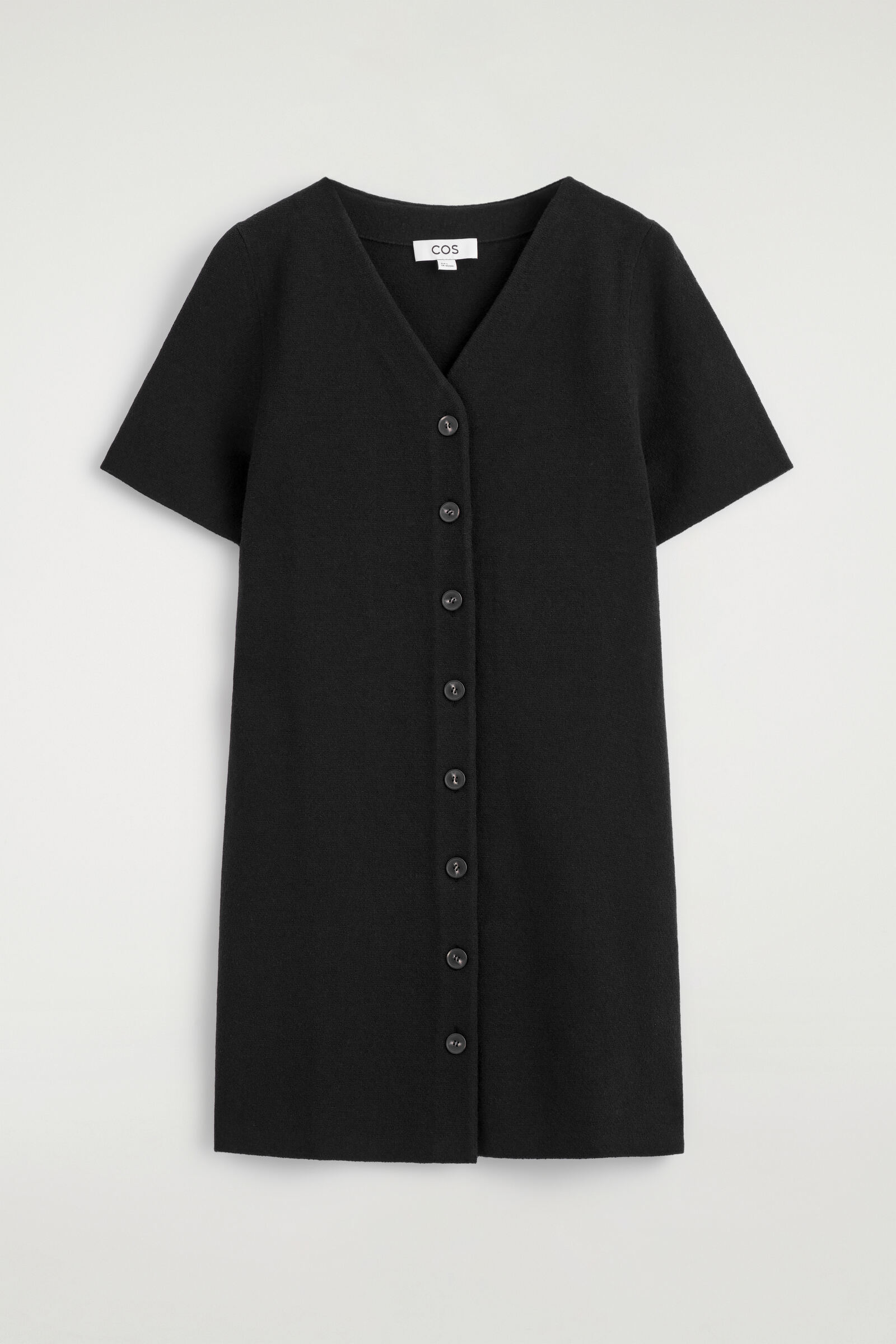 BUTTONED MILANO-KNIT MINI DRESSBLACK