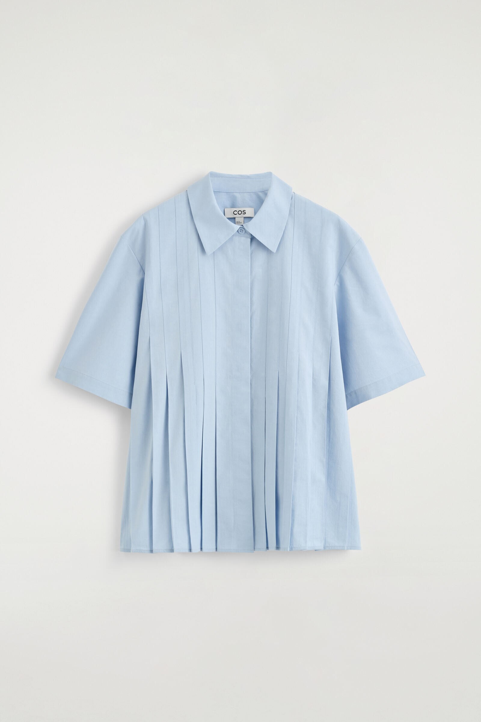 PLEATED COTTON SHIRTBLUE