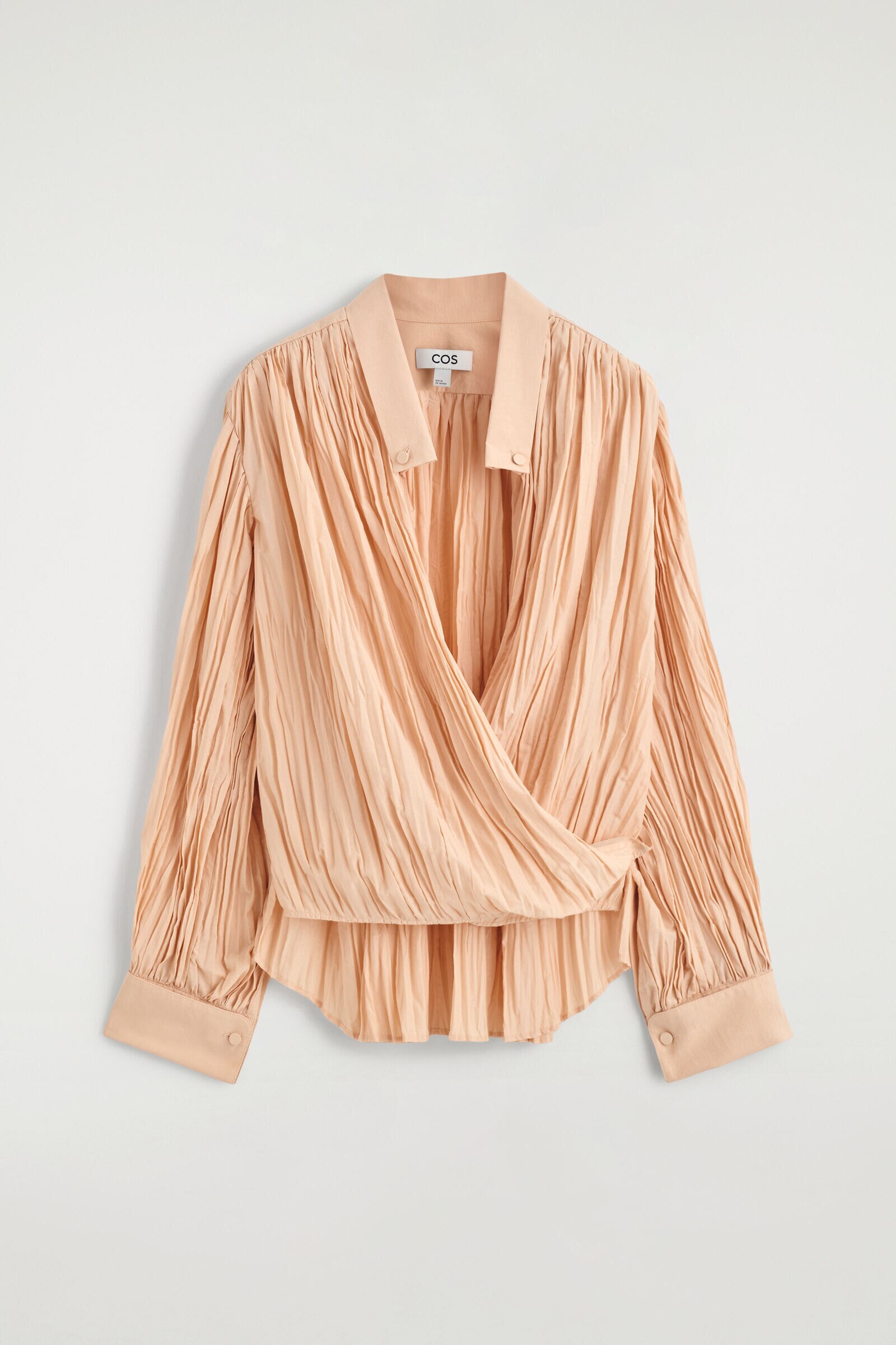 CRINKLED WRAP-OVER BLOUSEBEIGE