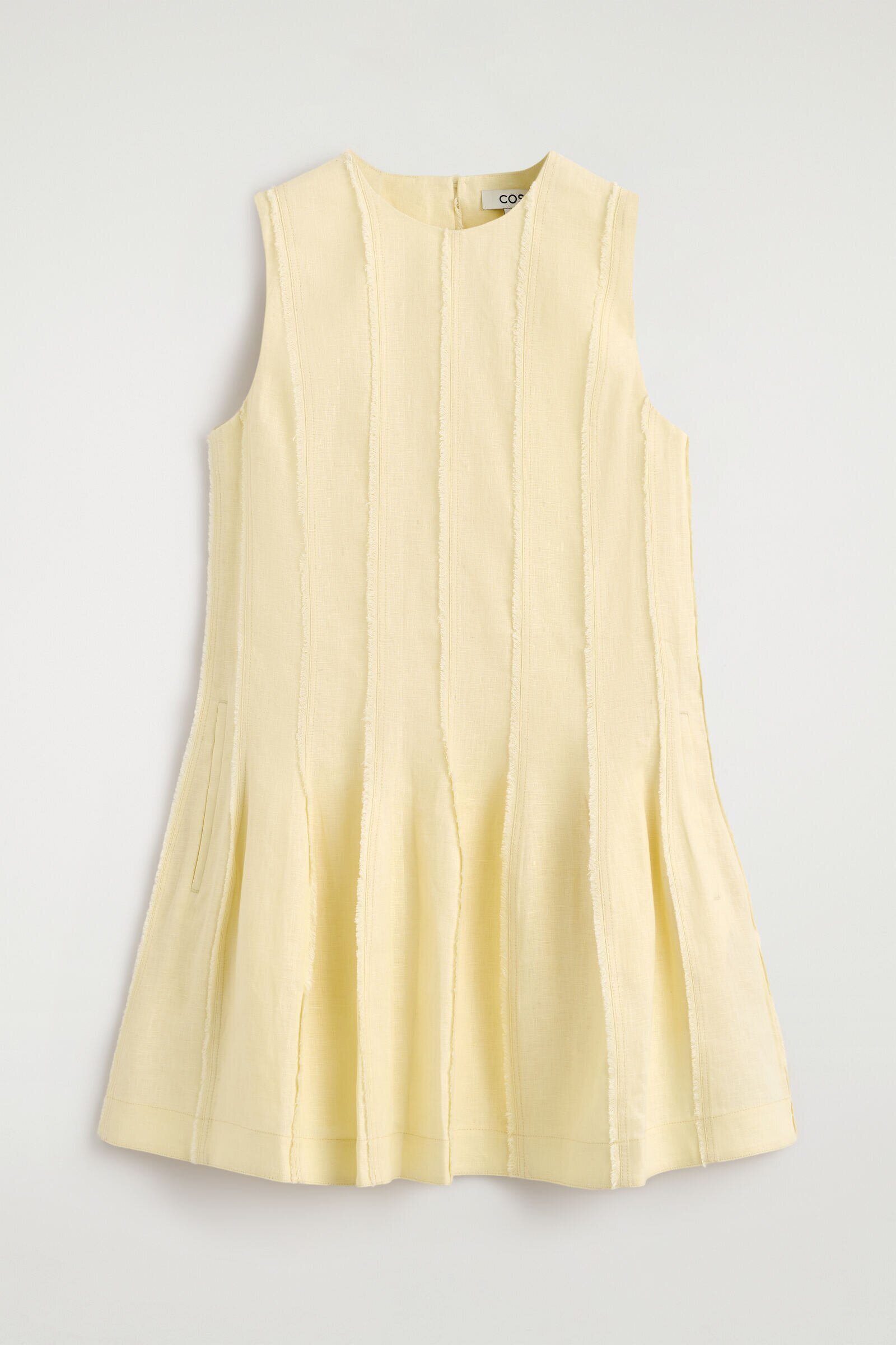 SCULPTED PLEATED MINI DRESSBUTTER YELLOW