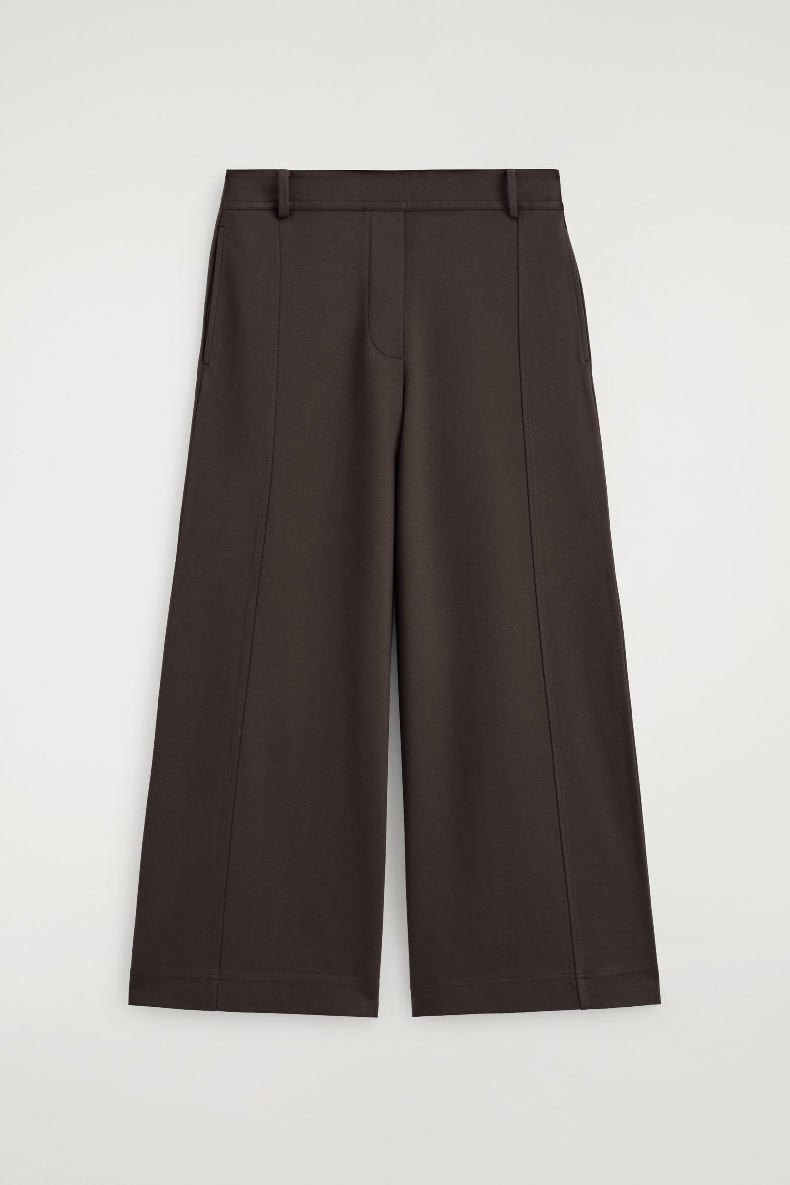 TWILL-JERSEY STRAIGHT-LEG CULOTTESDARK BROWN