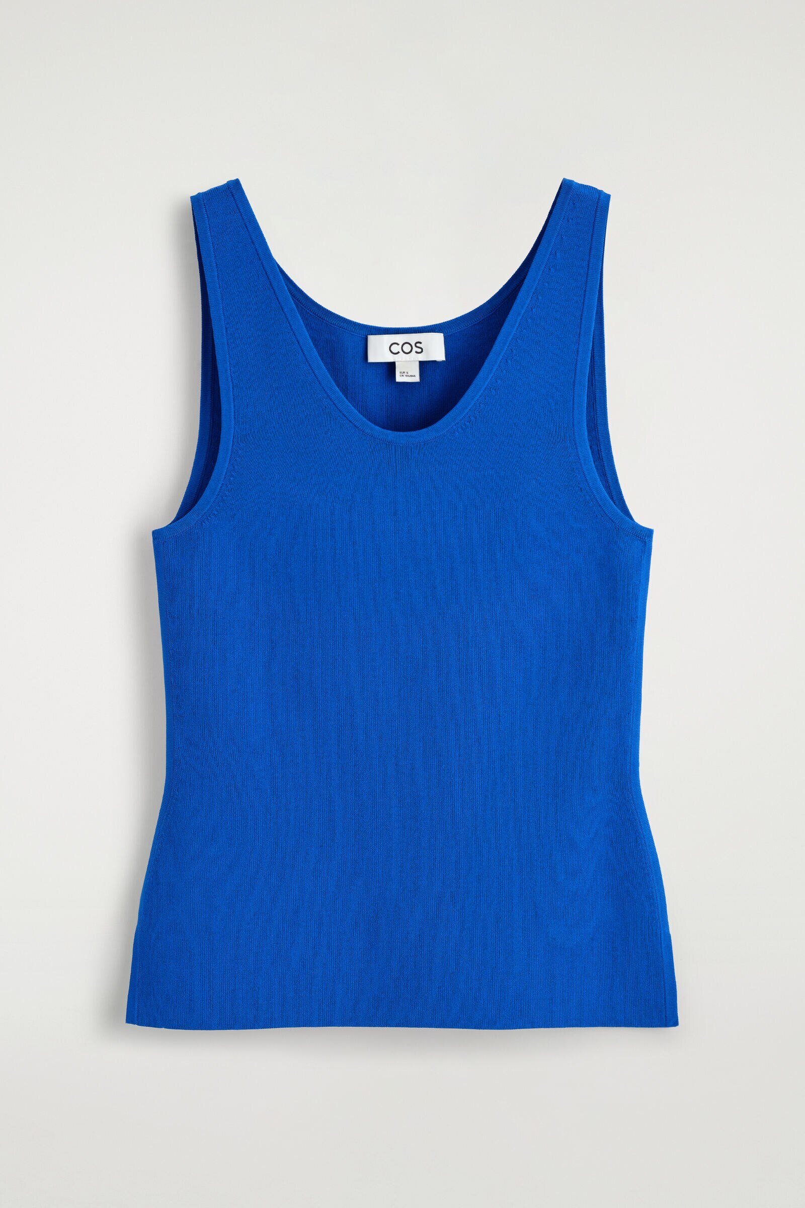 KNITTED SCOOP-NECK TANK TOPBLUE