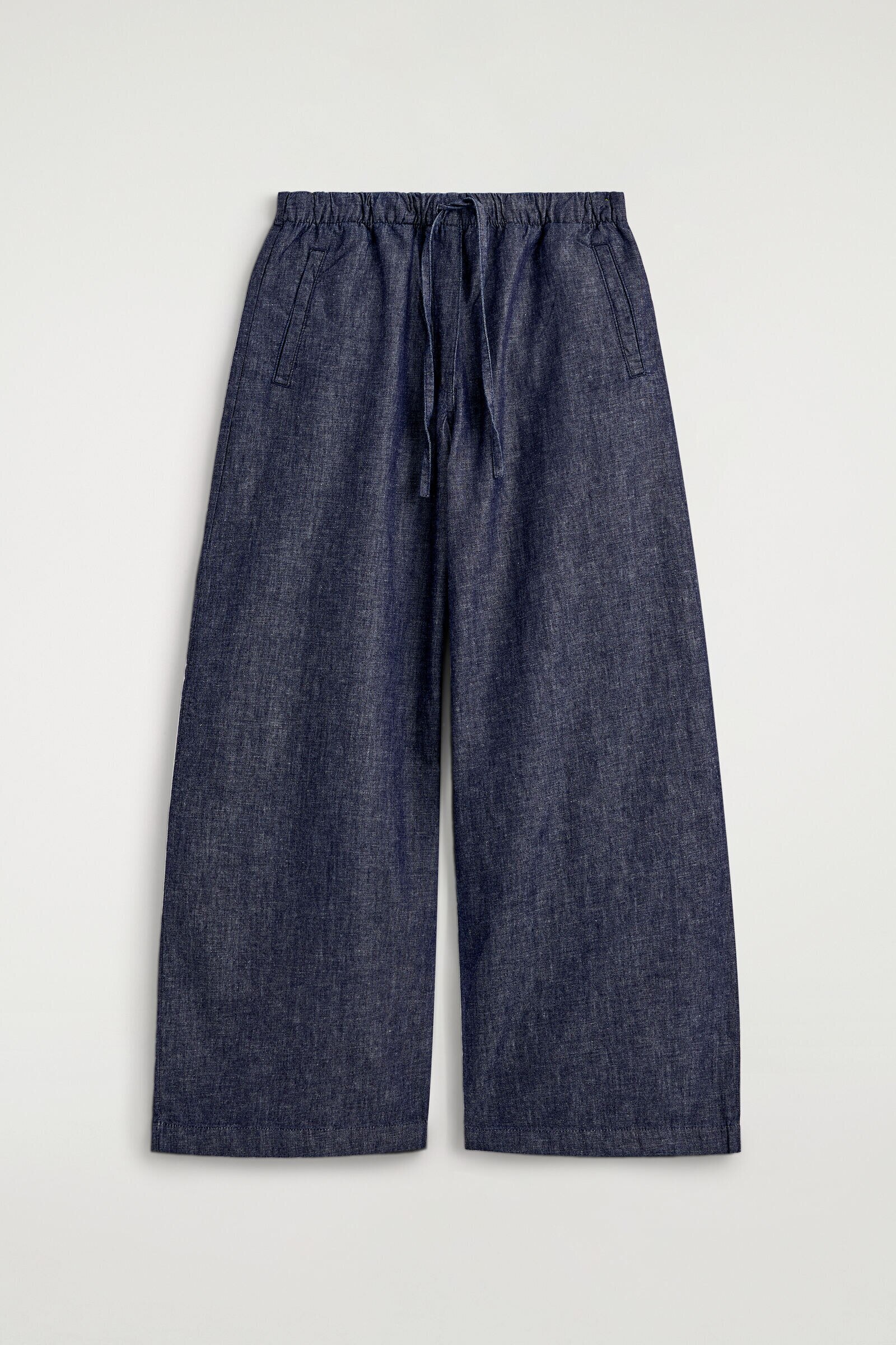 DENIM WIDE-LEG DRAWSTRING TROUSERSINDIGO