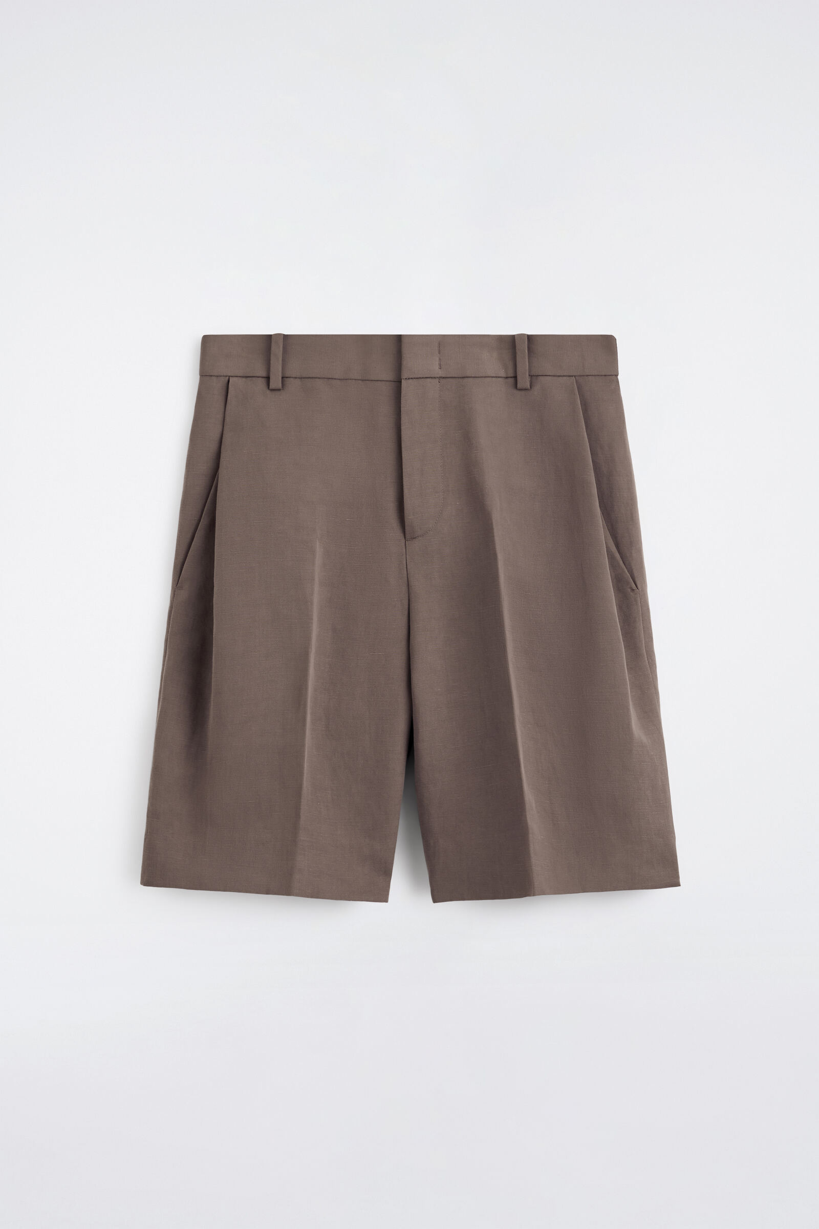 TAILORED LINEN-BLEND SHORTSBROWN