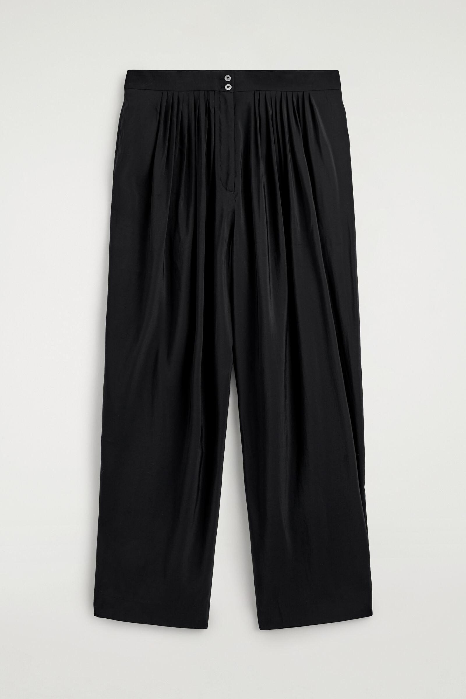 DRAPED PLEATED STRAIGHT-LEG TROUSERSBLACK