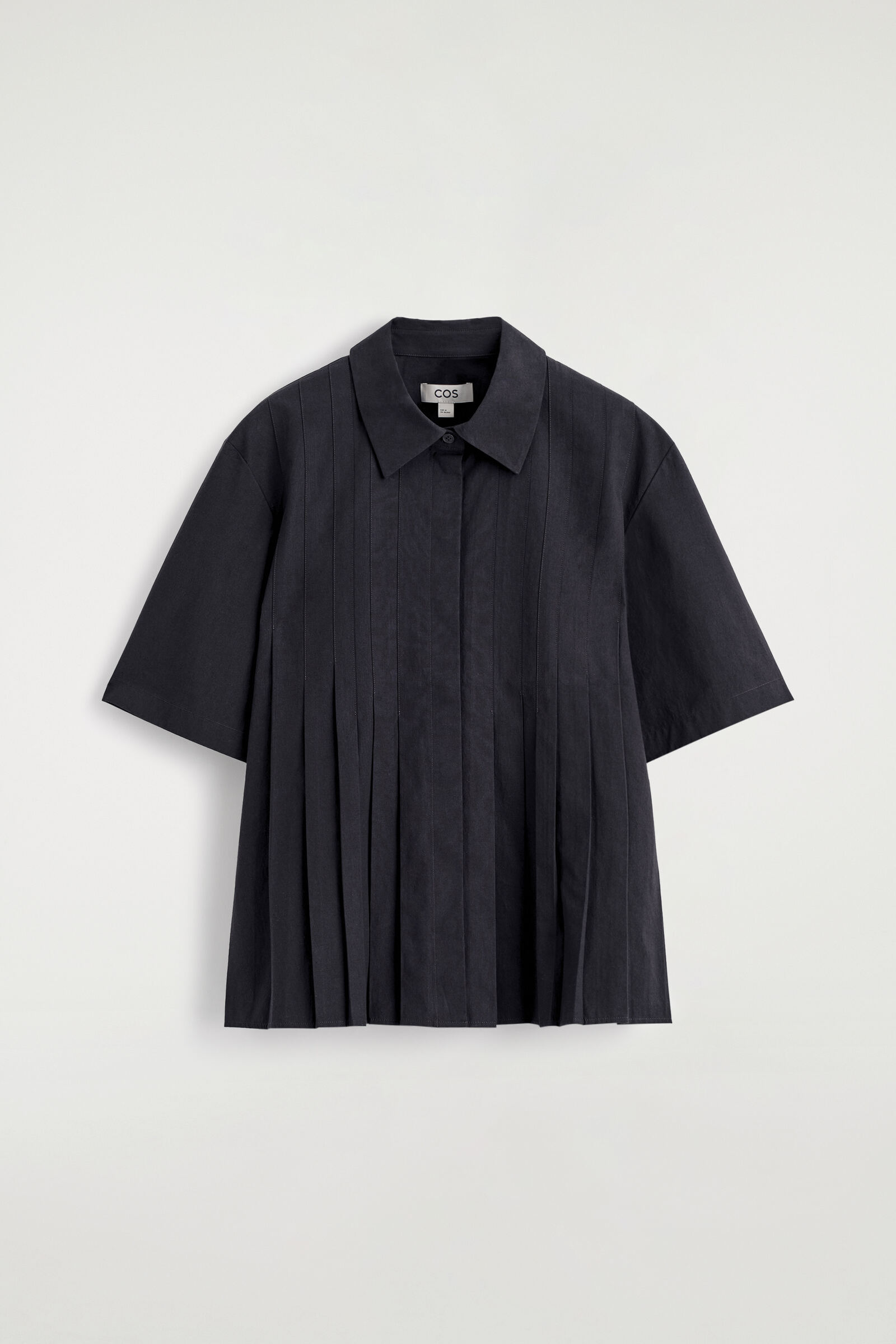 PLEATED COTTON SHIRTNAVY