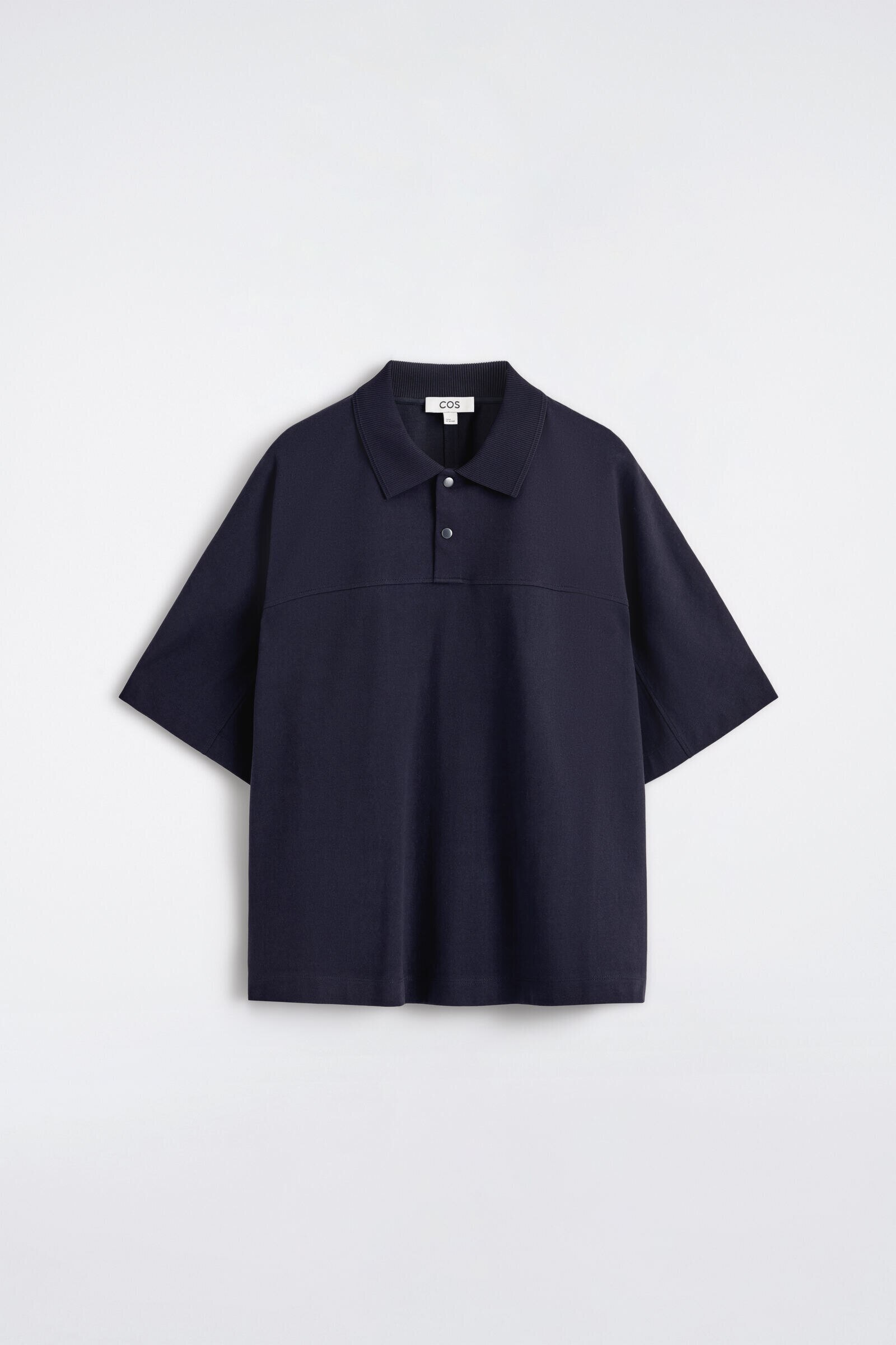 PRESS-STUD COTTON POLO SHIRTNAVY