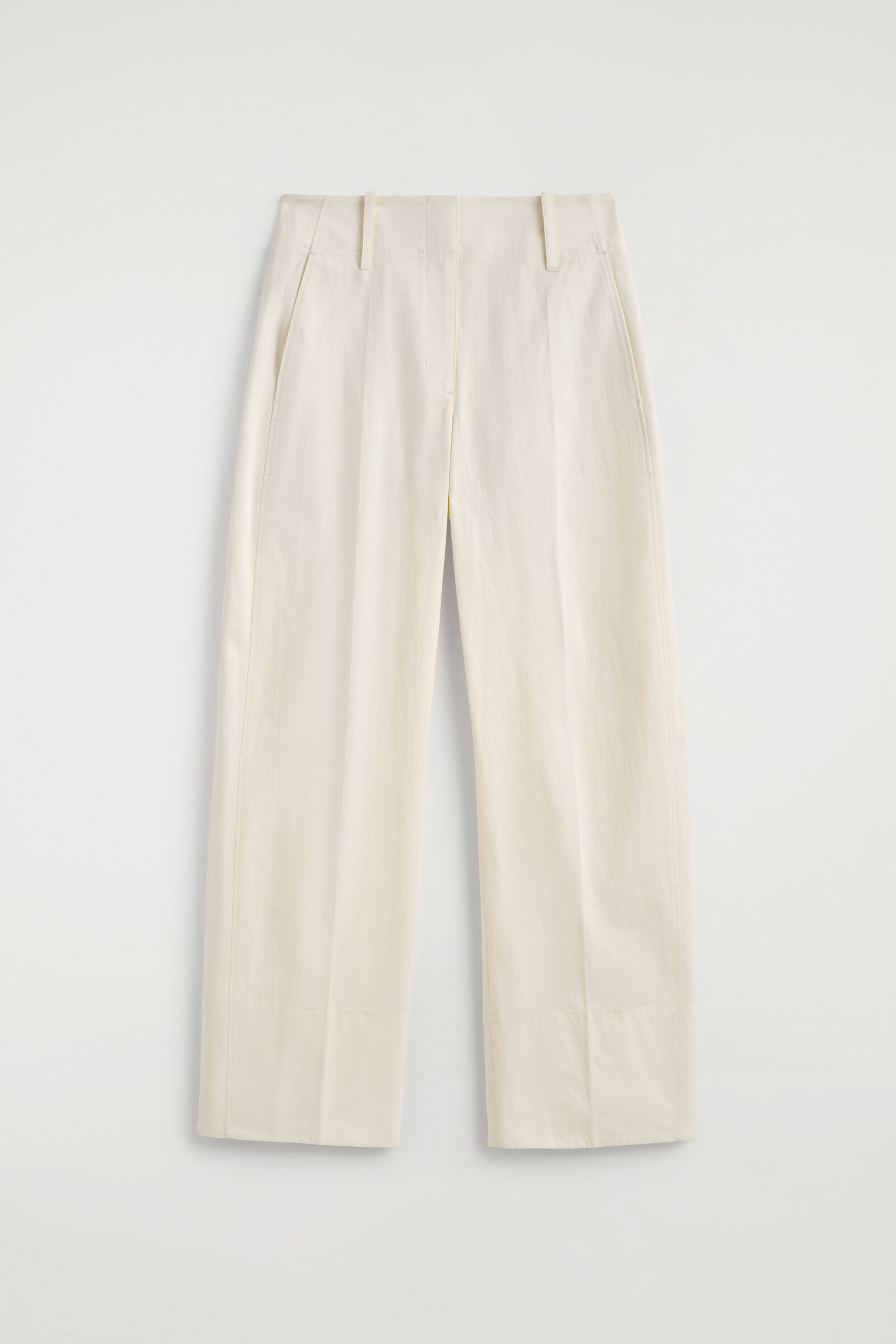 BARREL-LEG PIMA COTTON TROUSERSWHITE