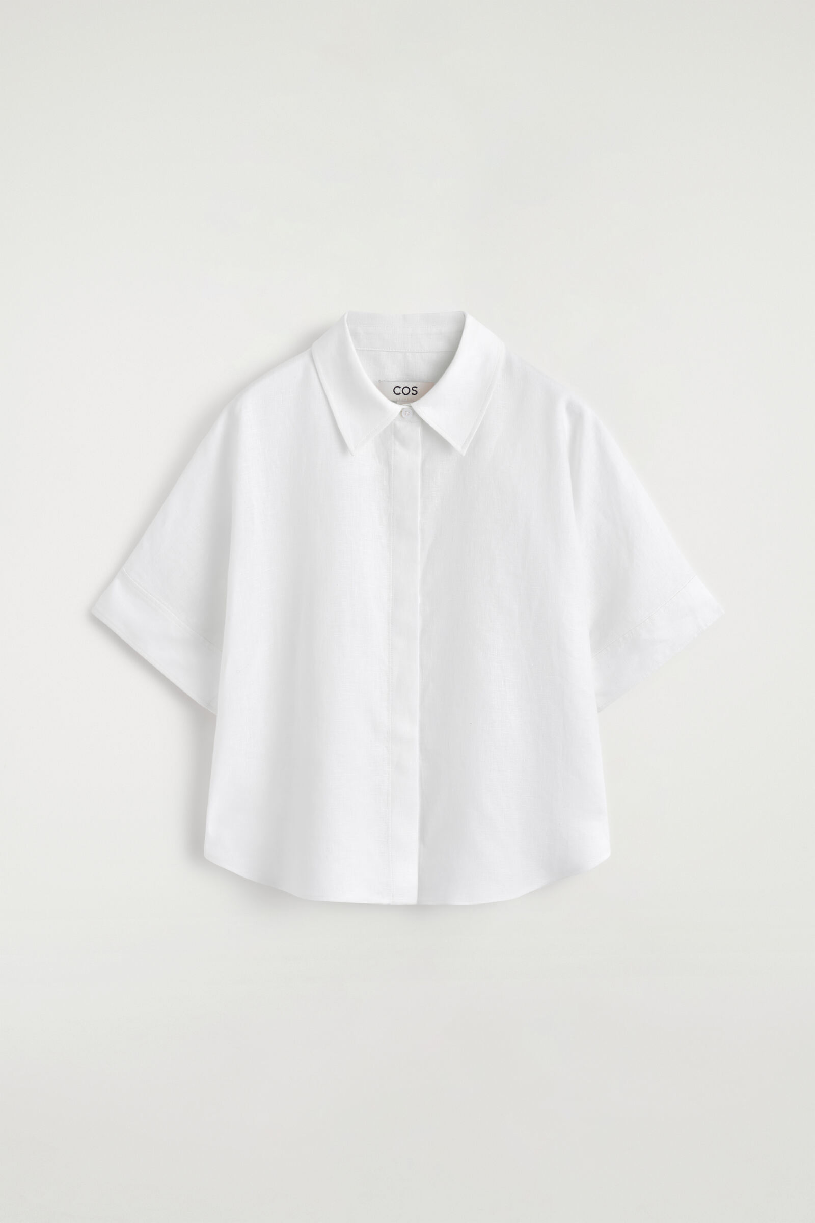OVERSIZED SHORT-SLEEVED LINEN SHIRTWHITE