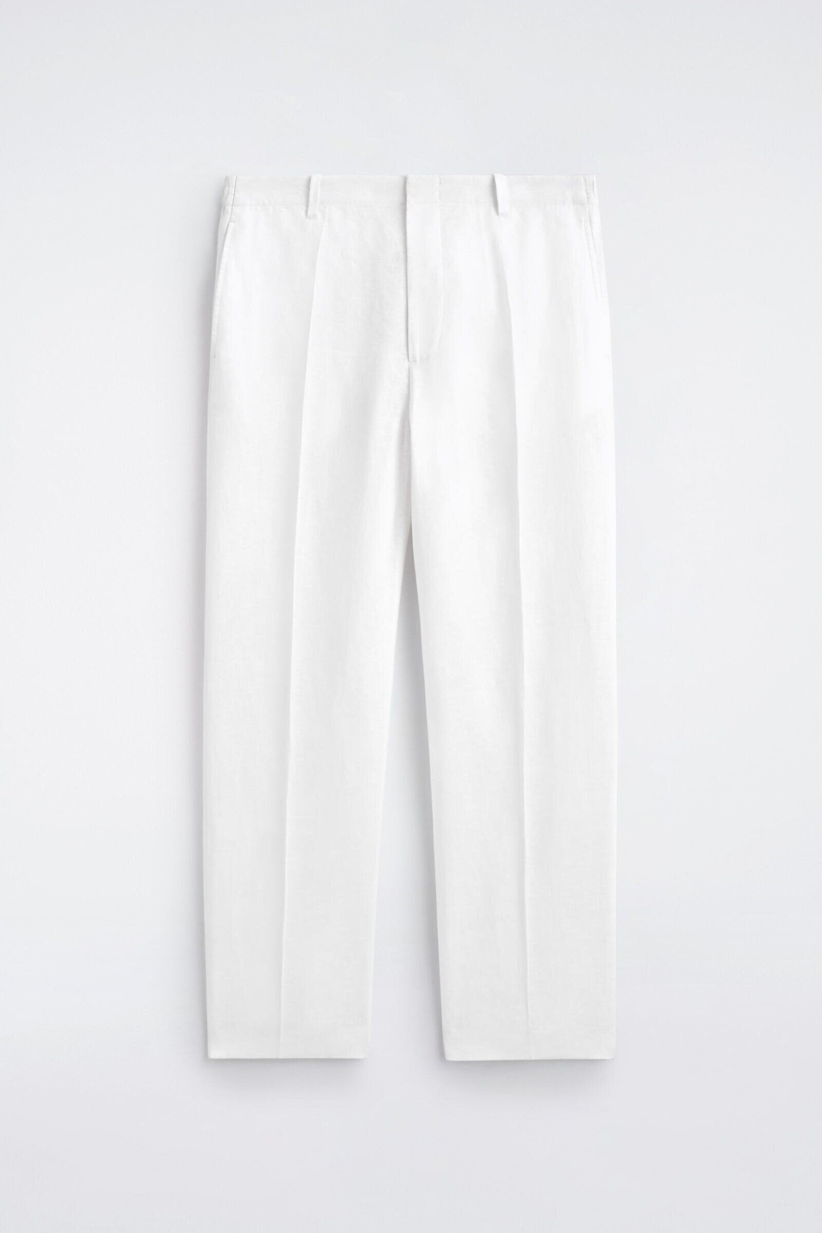 LINEN RELAXED-FIT STRAIGHT-LEG TROUSERSWHITE