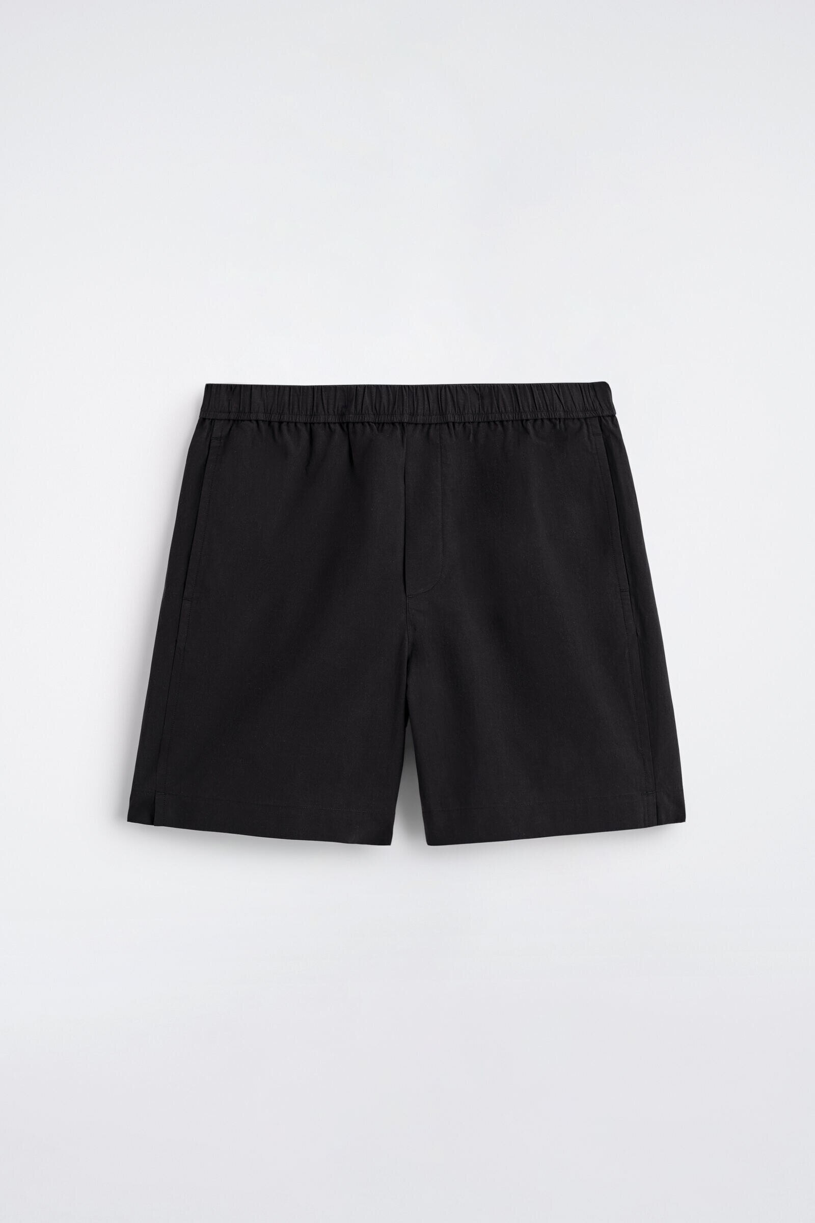 ELASTICATED COTTON SHORTSBLACK