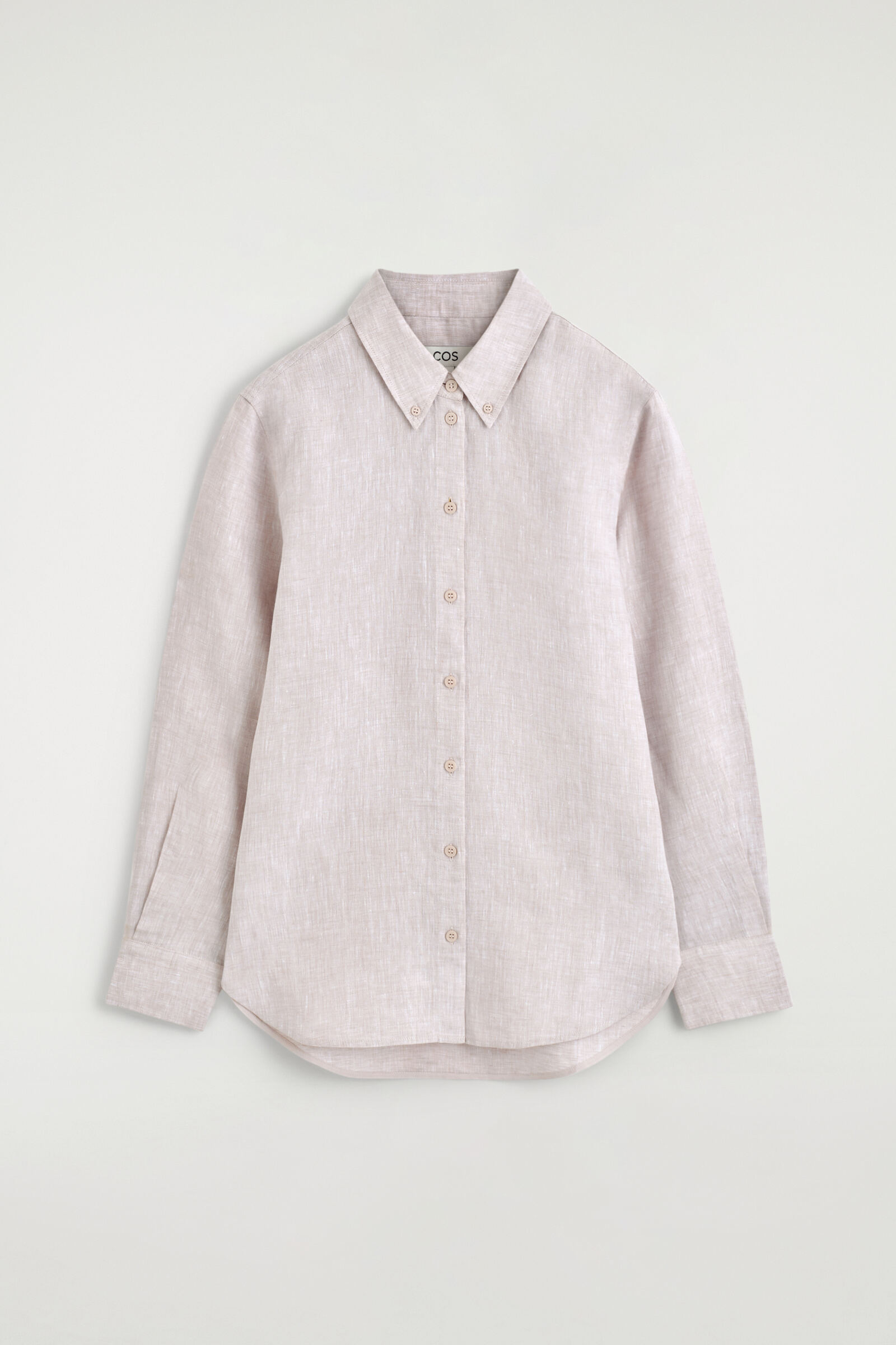CURVED-HEM LINEN SHIRTPINK