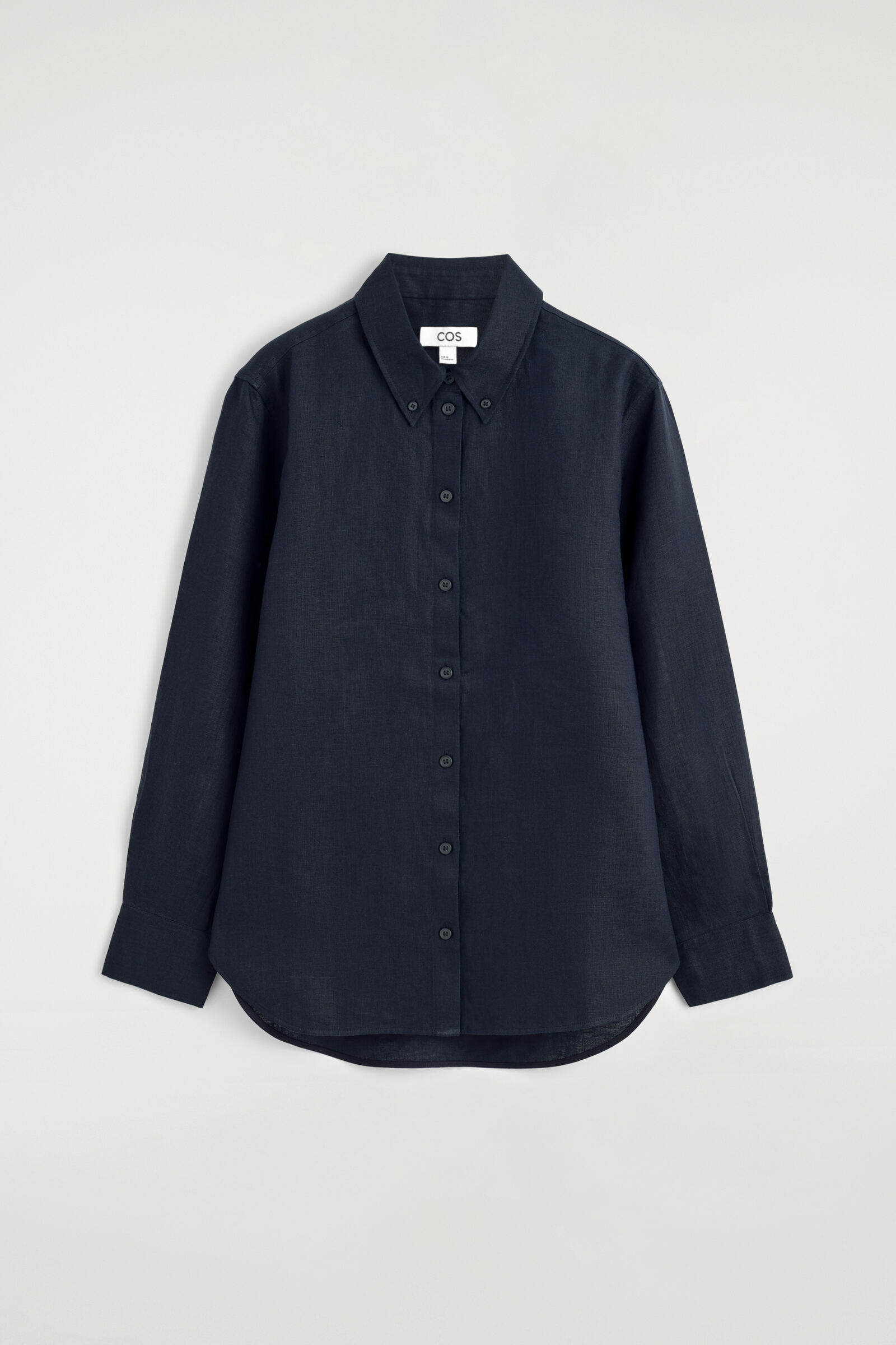 CURVED-HEM LINEN SHIRTNAVY